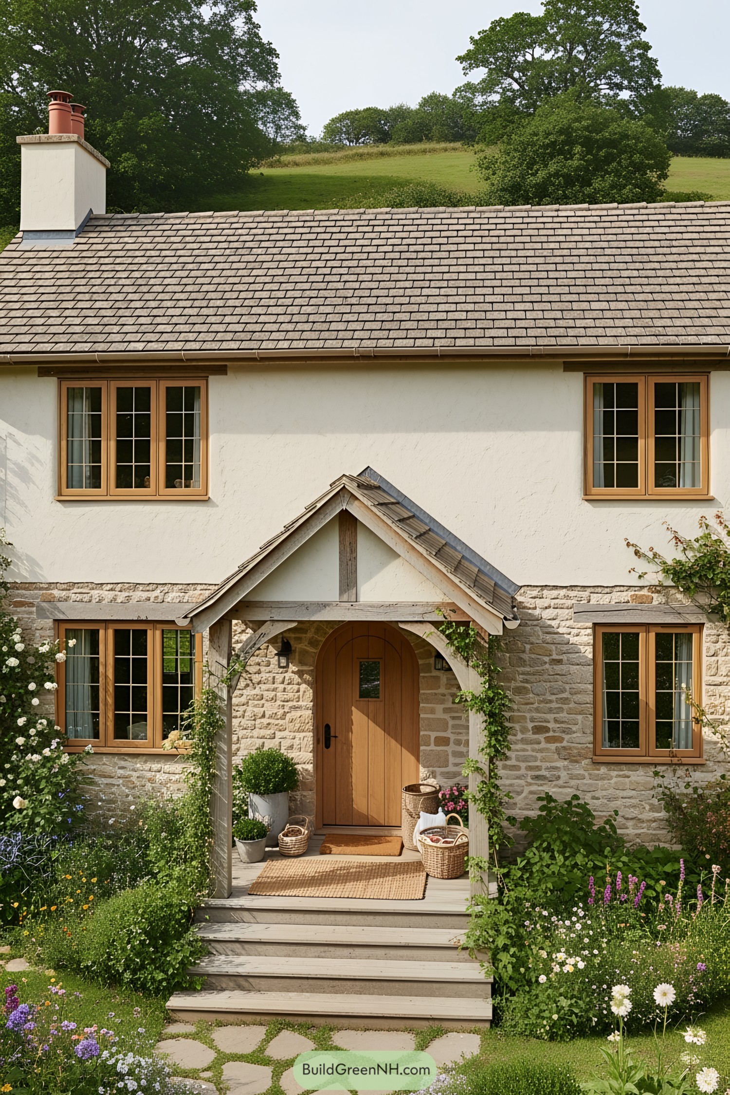 Cozy cottage with stone facade
