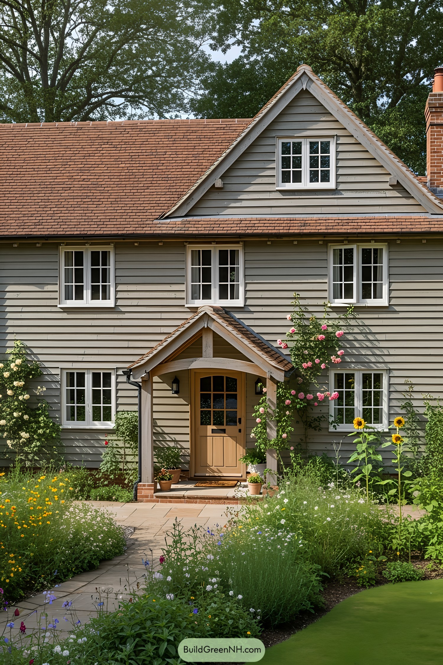 Charming country farmhouse with lush garden