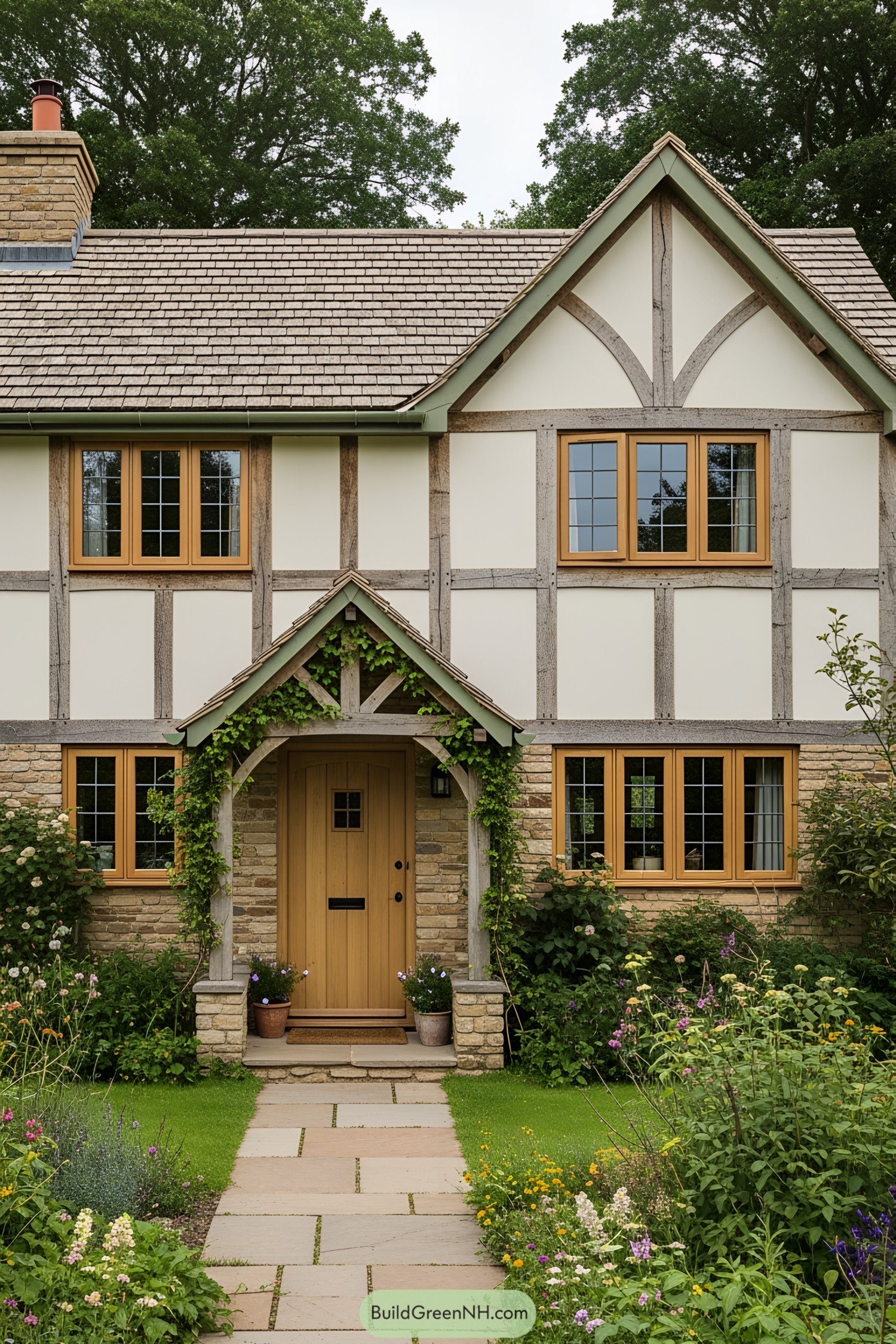 Charming cottage with timber details and lush garden