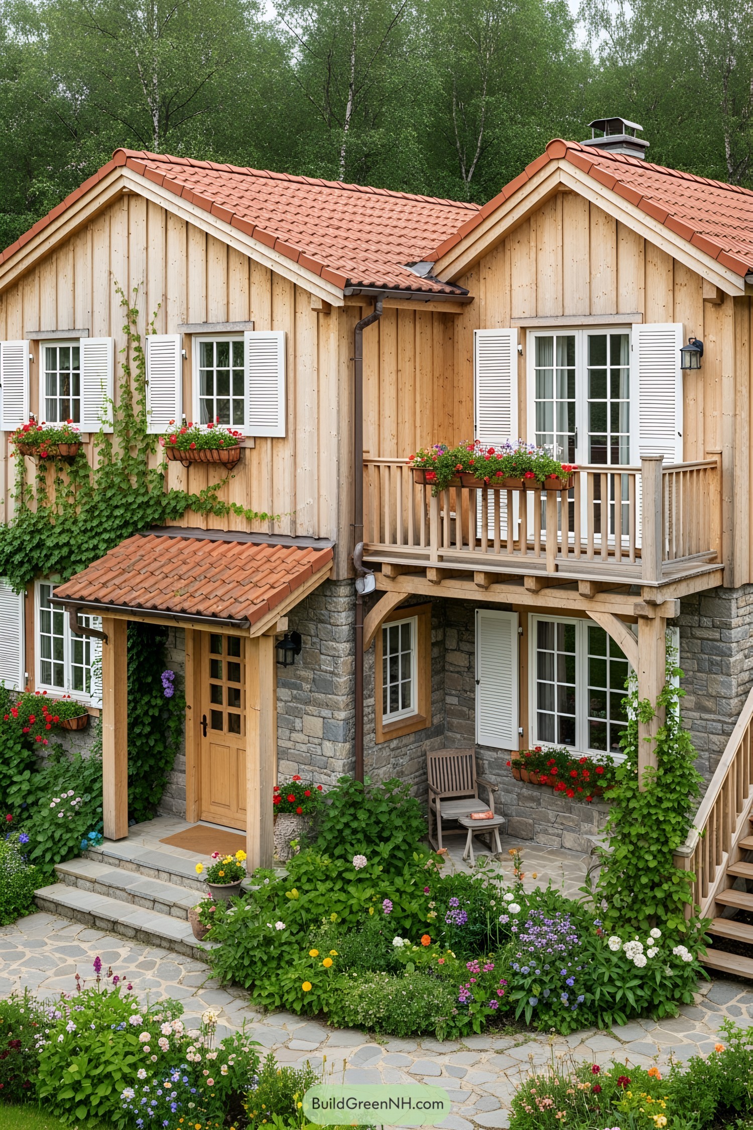 Charming cottage with a garden full of vibrant flowers