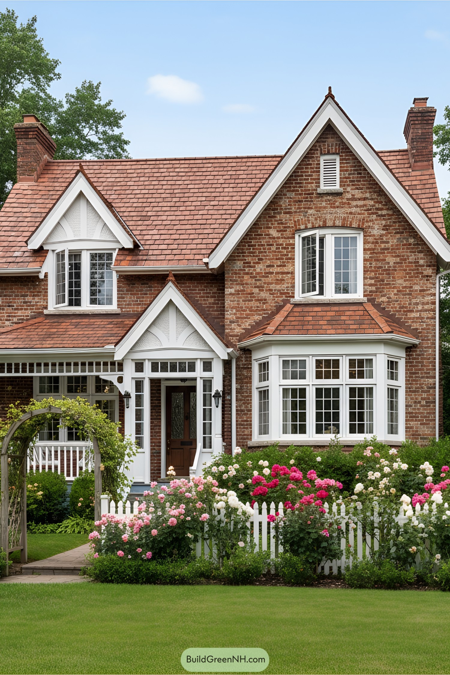 Charming brick house with lush garden