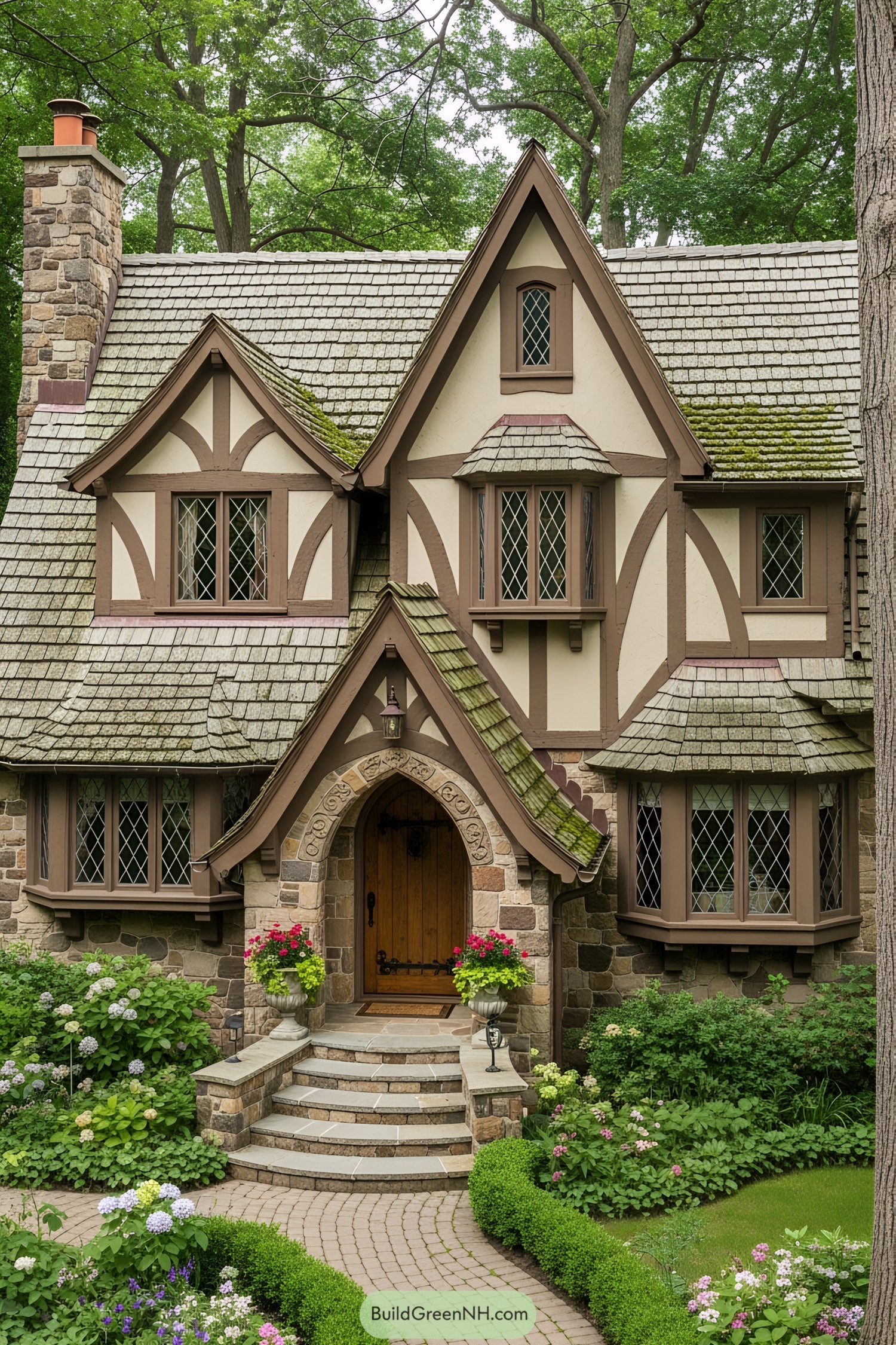 Charming cottage with lush greenery