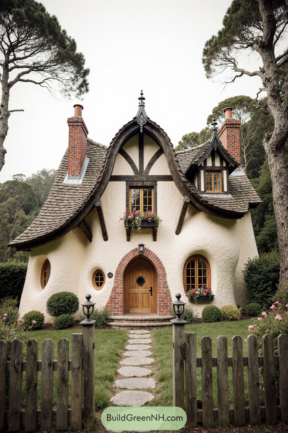 Quaint fairy-tale inspired cottage with curvy roof