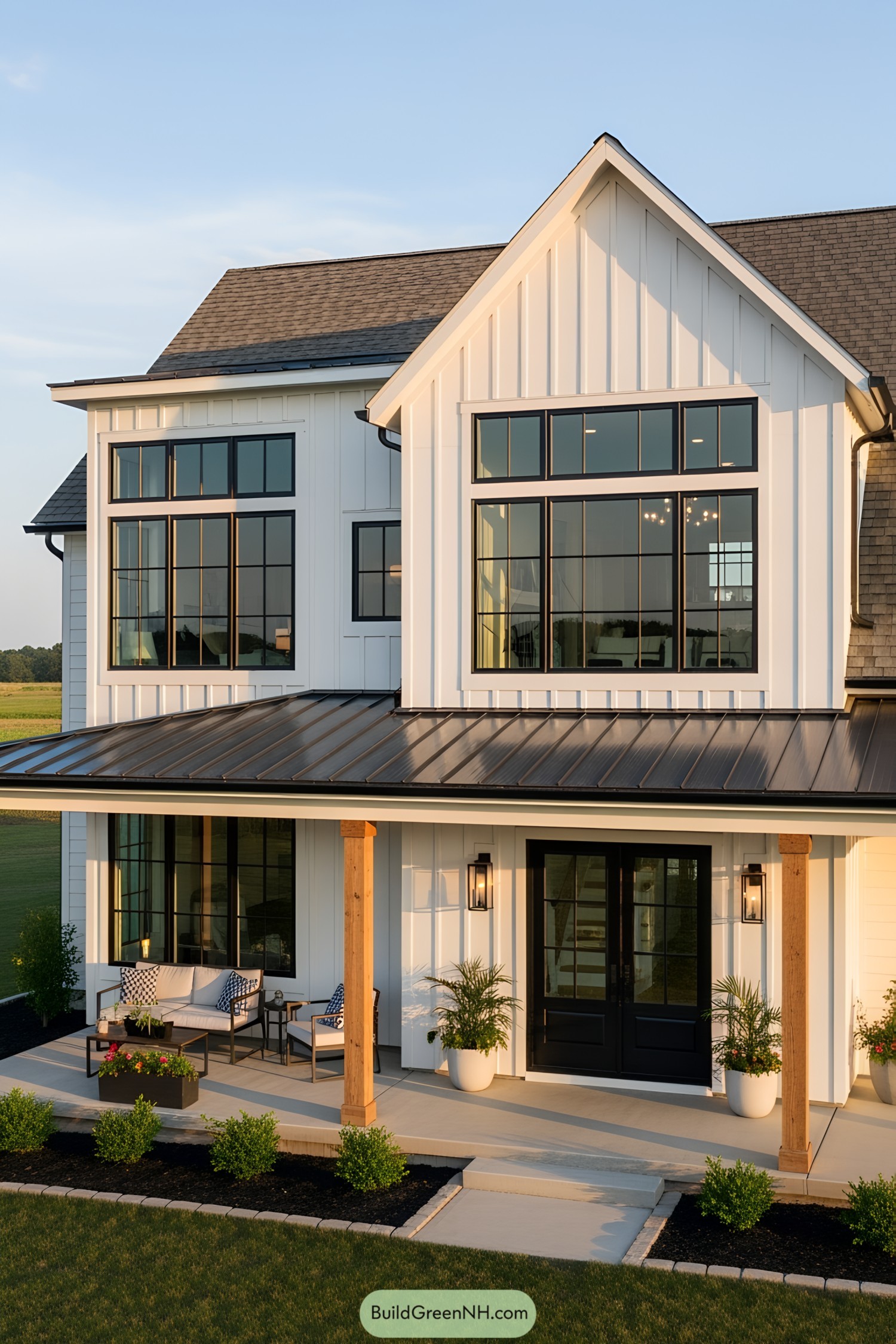 Modern farmhouse with elegant front porch
