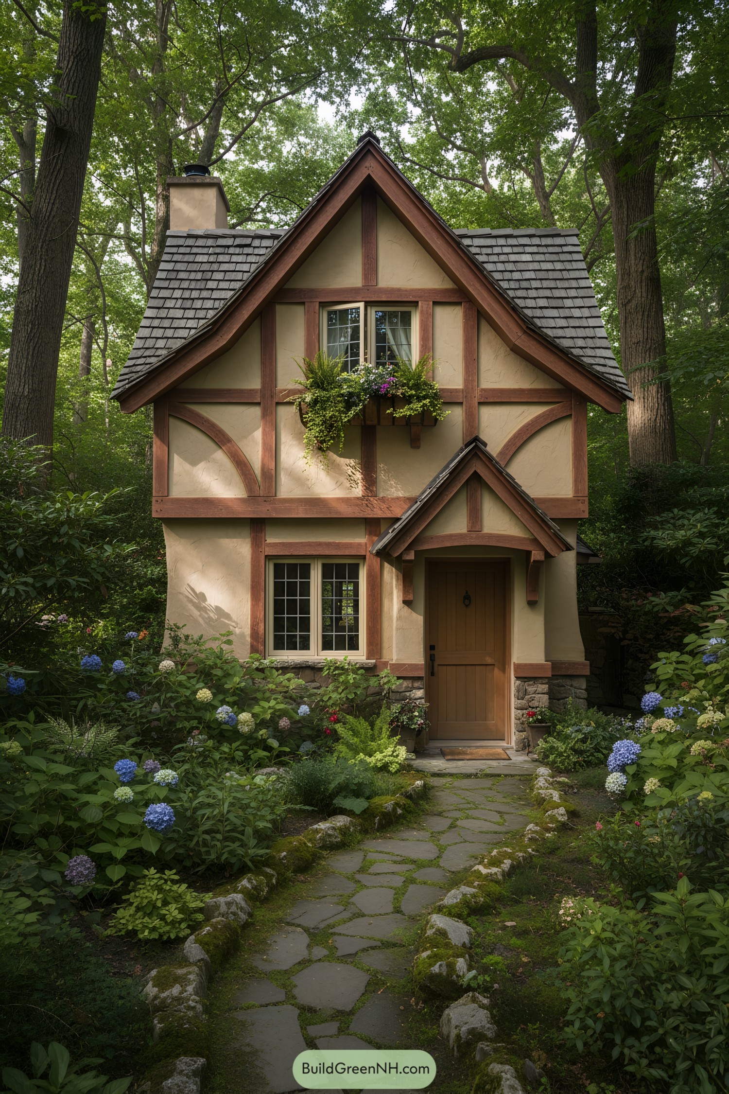 Charming cottage with wooden beams and lush garden