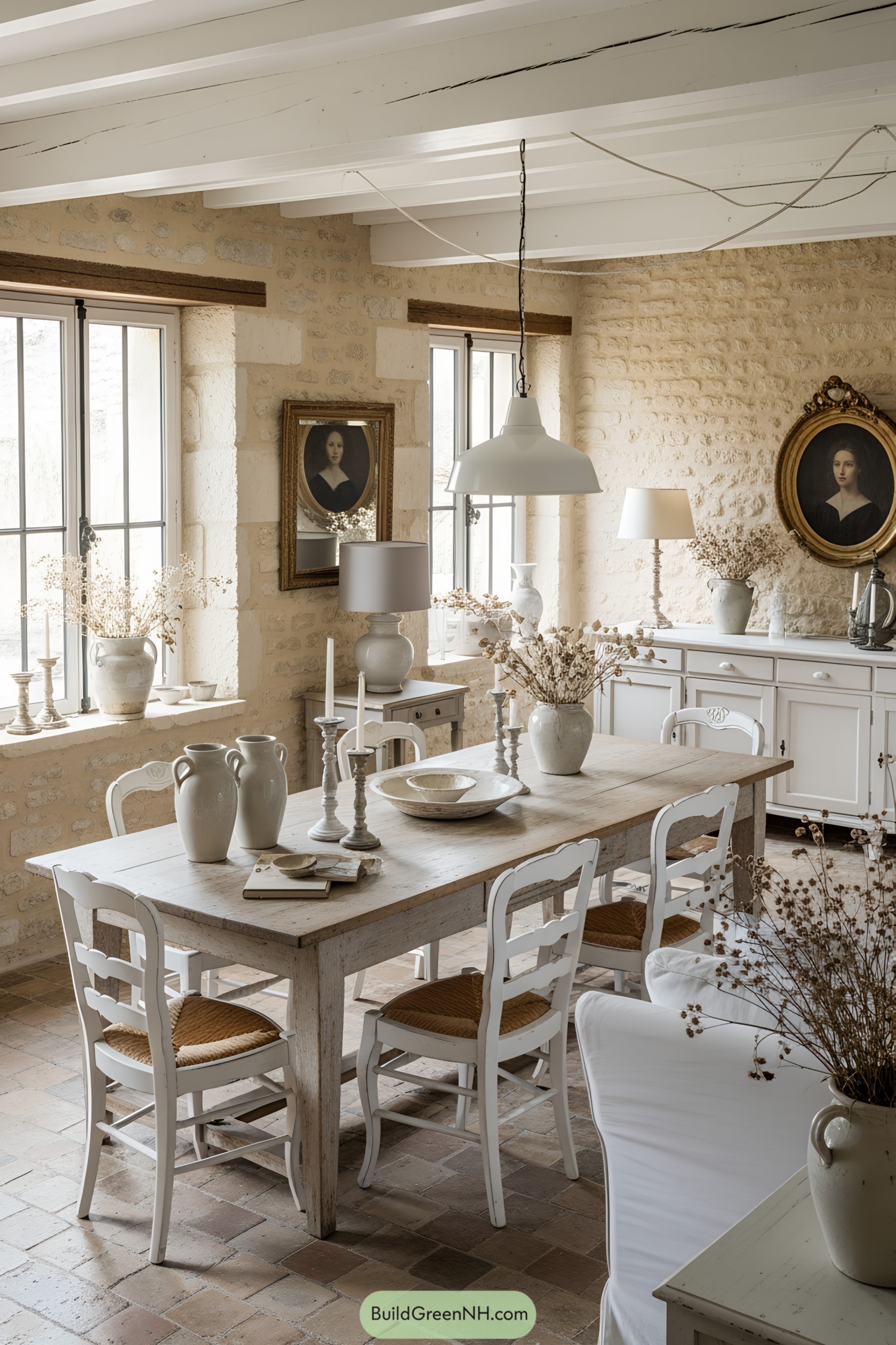 Rustic dining area with vintage decor and warm tones