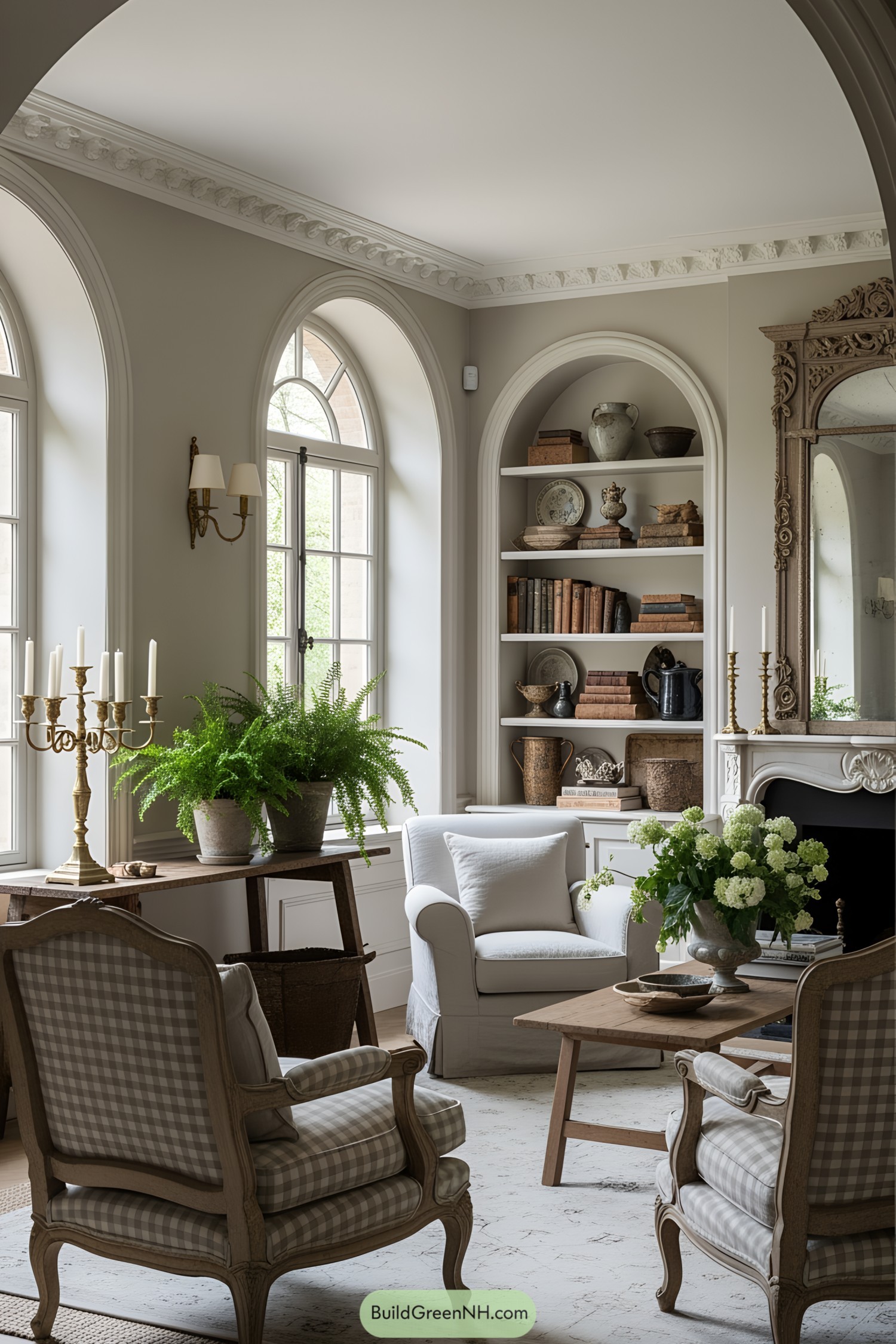 Sunlit room with vintage French decor