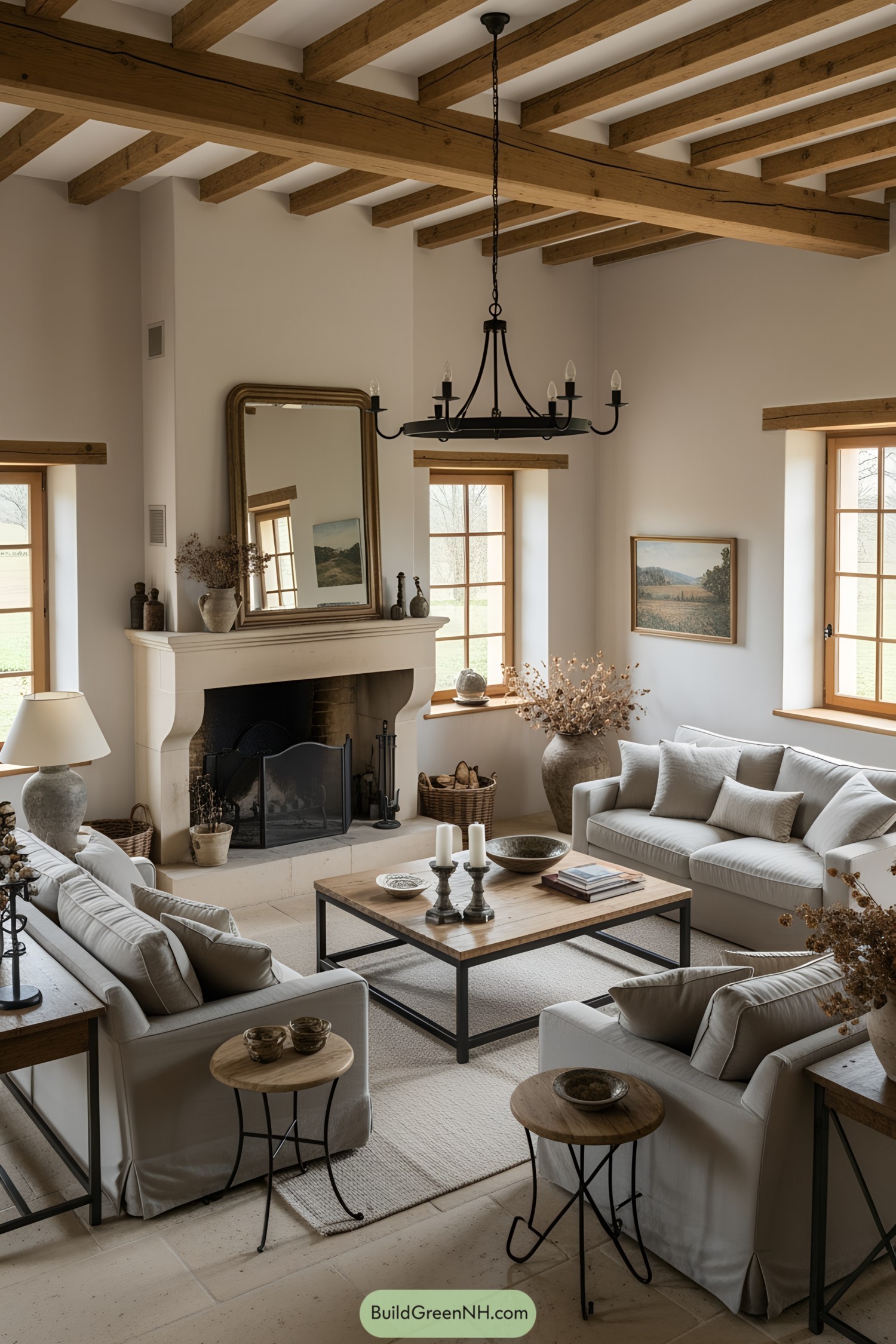 Warm and inviting French cottage living room
