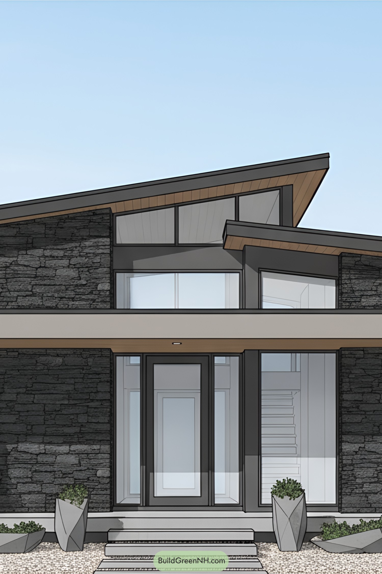 Modern 3D house front with unique design