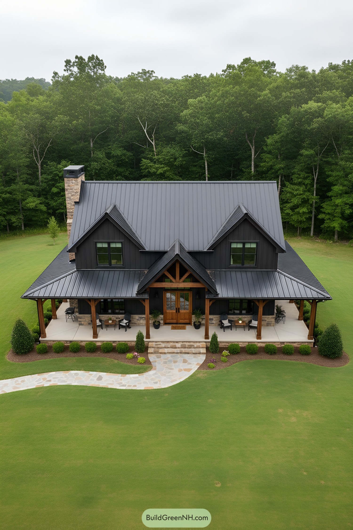 Cozy barndominium with metal roof and spacious porch
