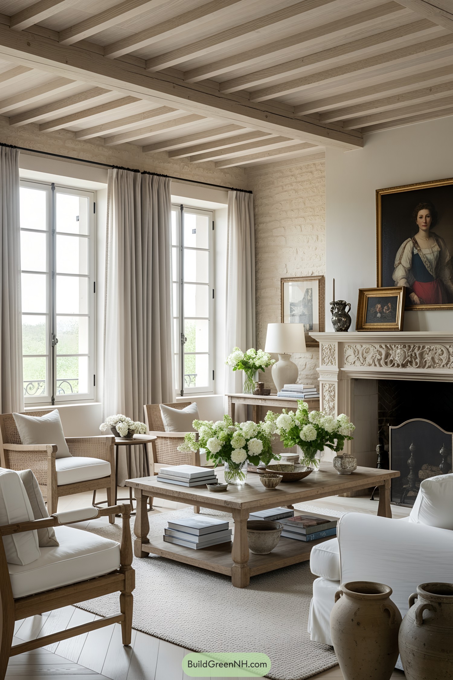 Charming French cottage living room with elegant decor