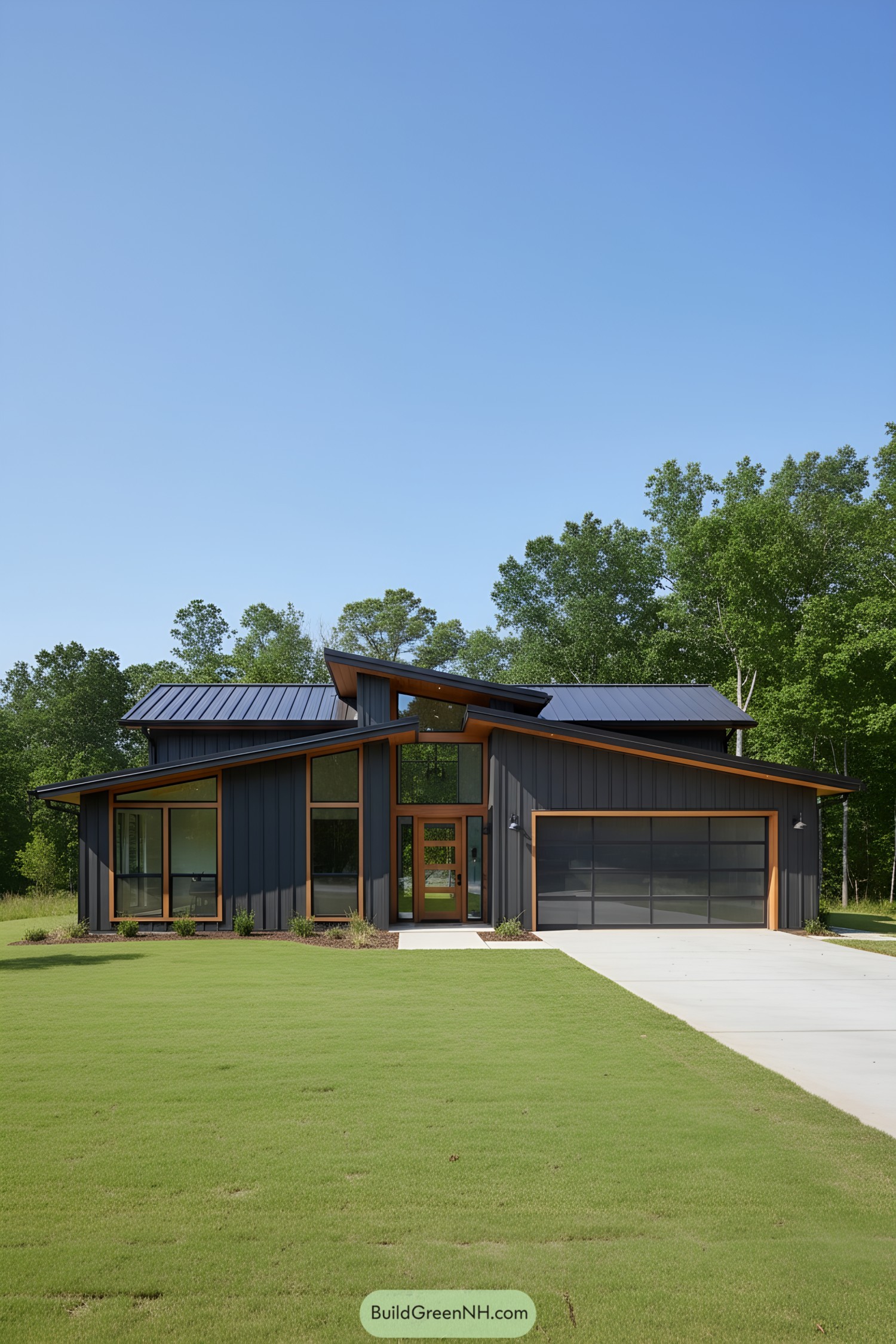 Mid-century modern home with sleek design and large windows