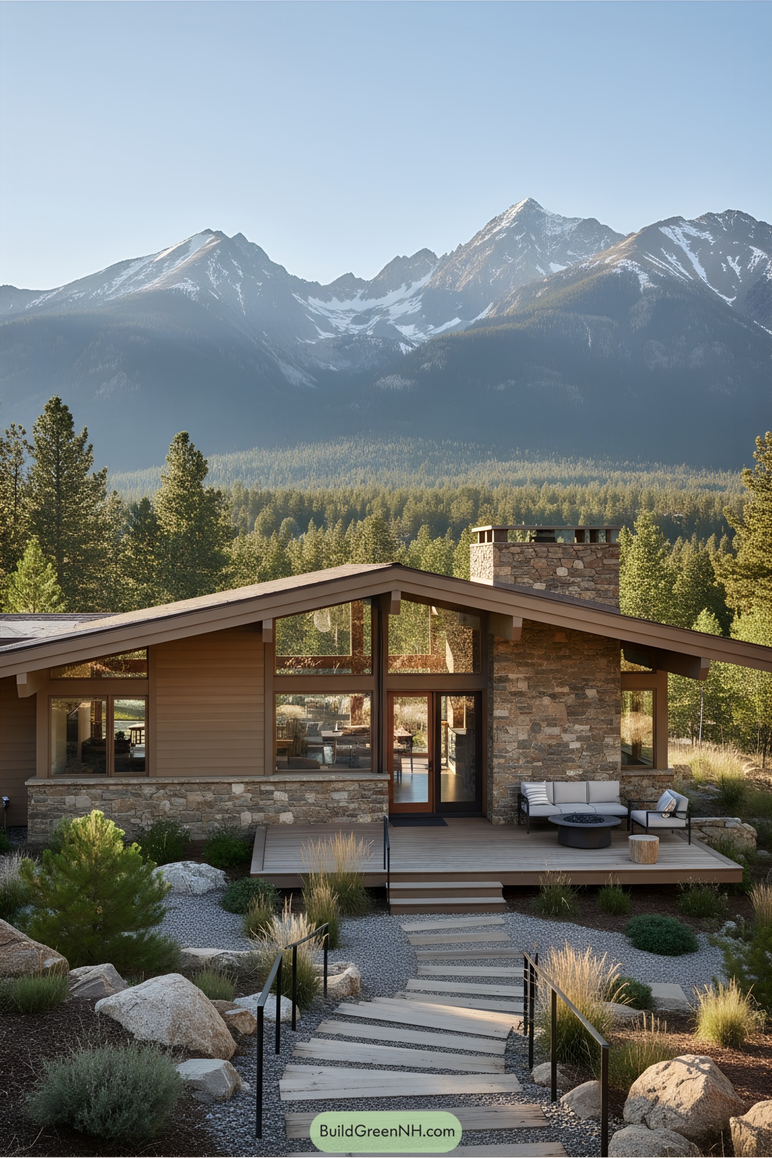 Mid-century modern house with mountain views