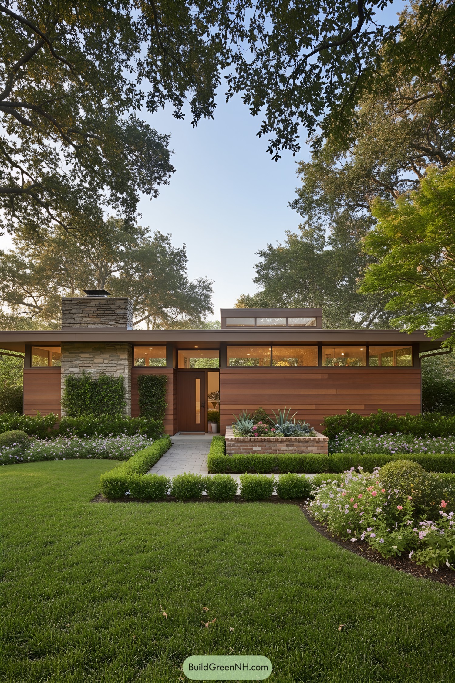 Mid-century modern ranch amidst lush greenery