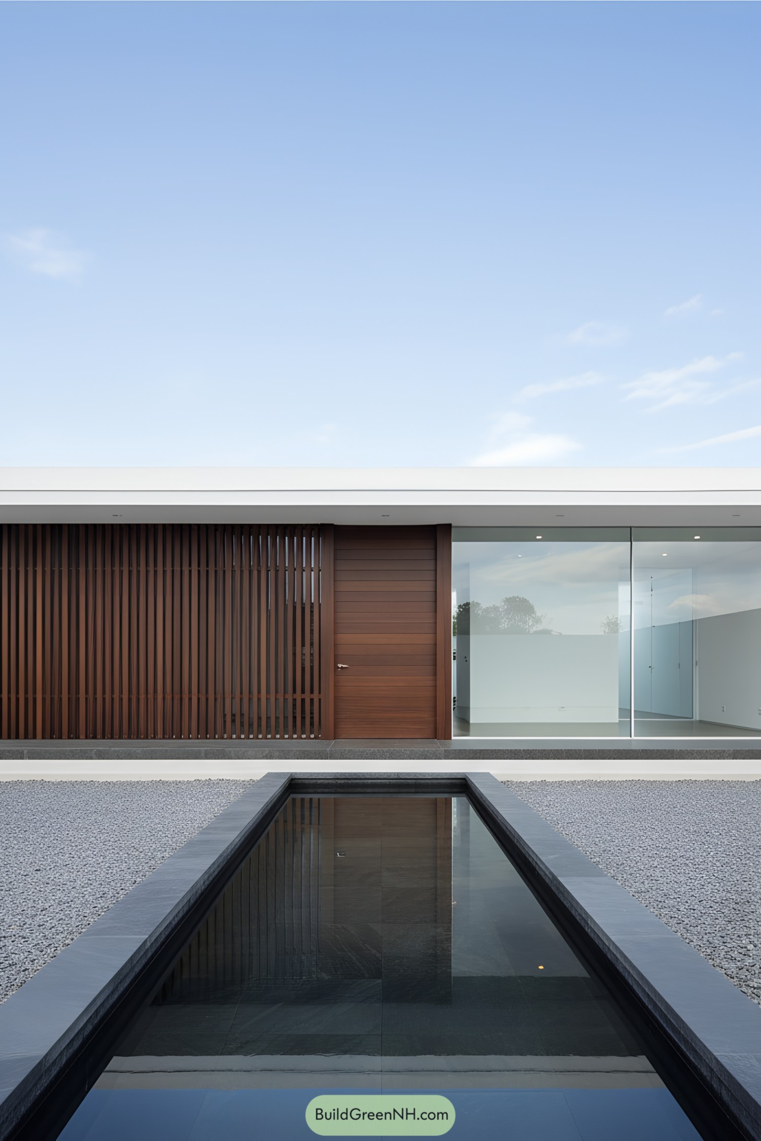 Contemporary house with a wooden facade and sleek glass elements