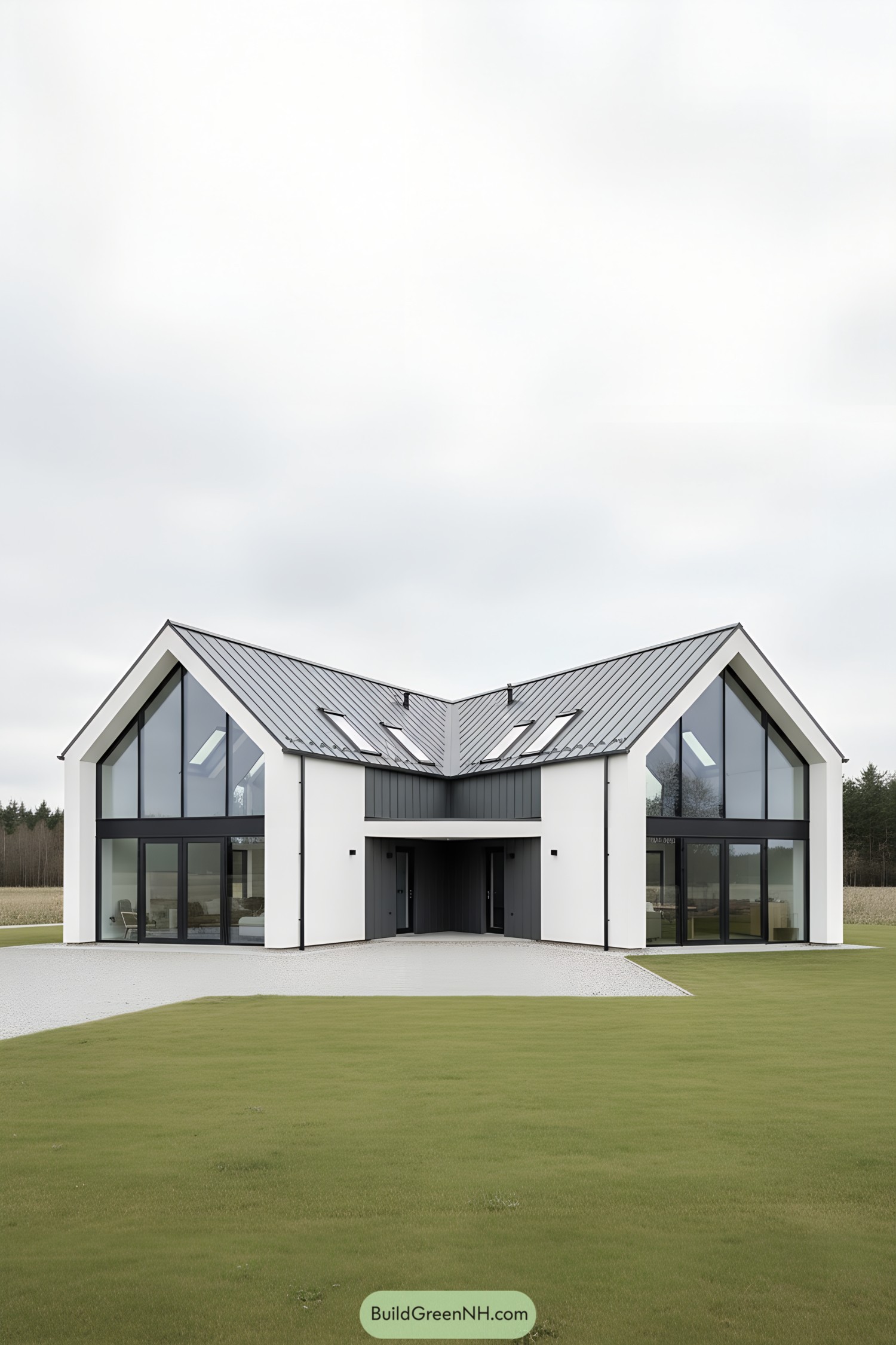 Stylish barn house with large windows