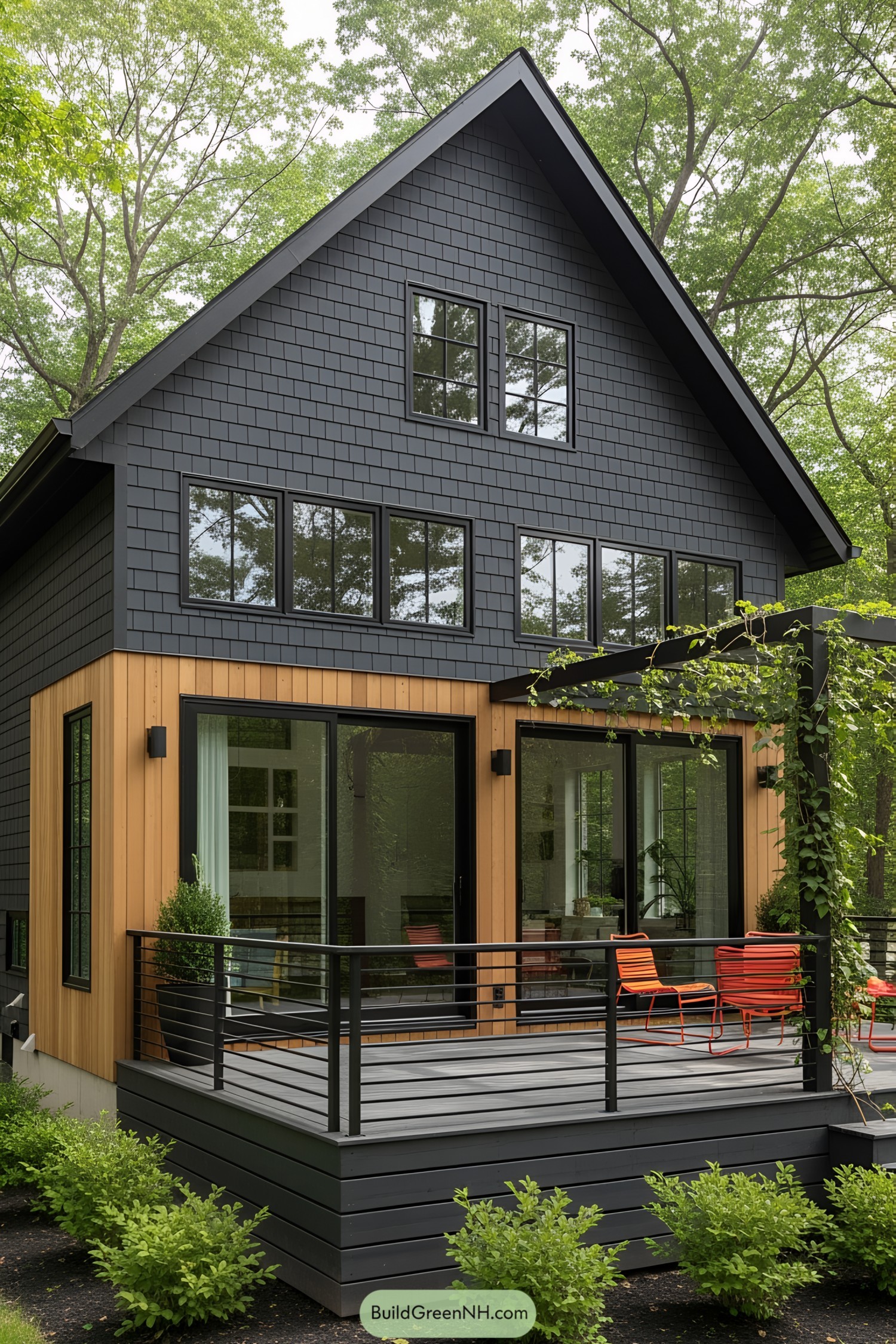 Chic modern cottage with lush greenery