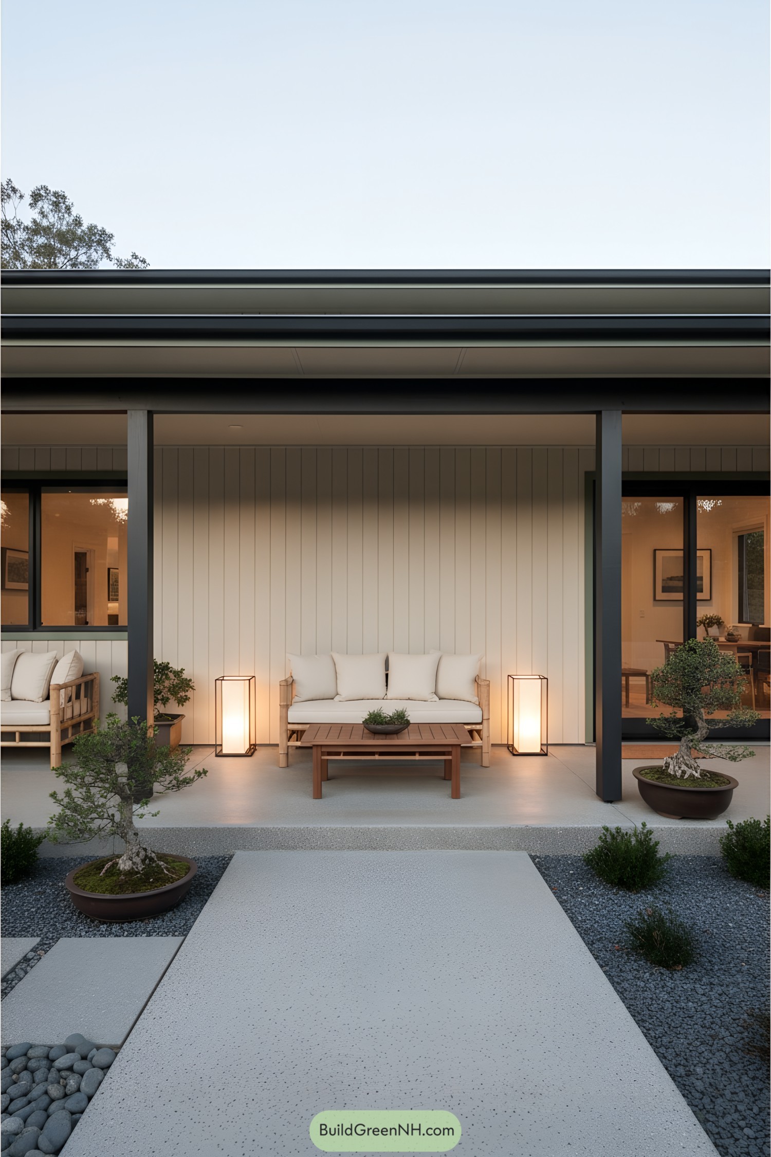 Contemporary cottage porch with minimalist design