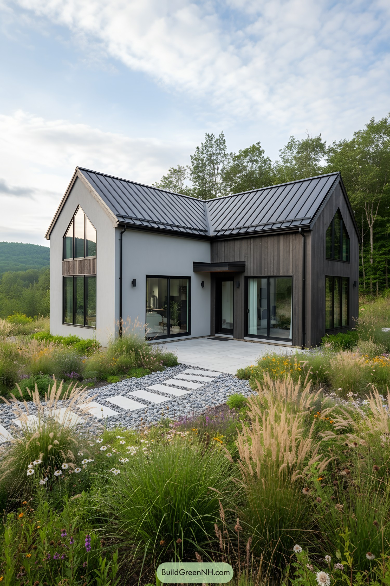 Chic modern cottage with garden path