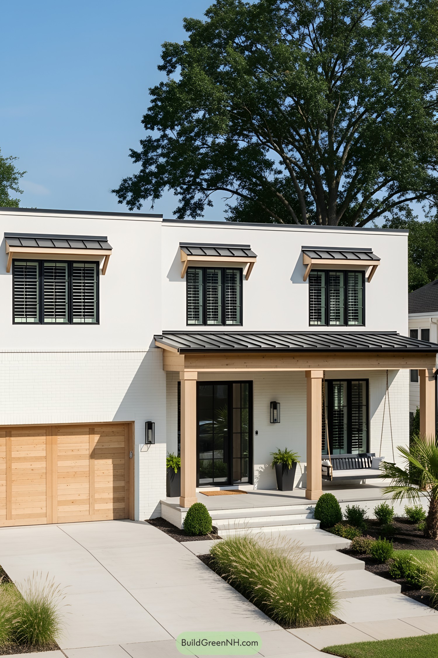 Modern porch with sleek lines and simple design