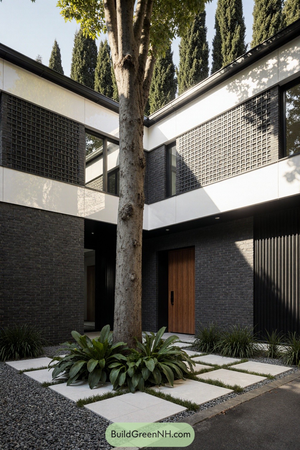 Modern house with tree-centered courtyard