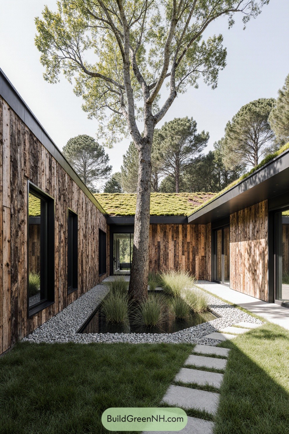 Modern house with a tree in the courtyard