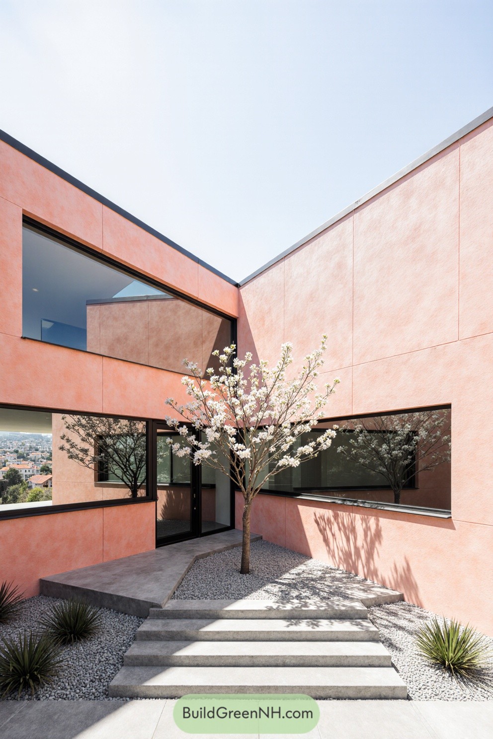 Modern house with a tree in the courtyard