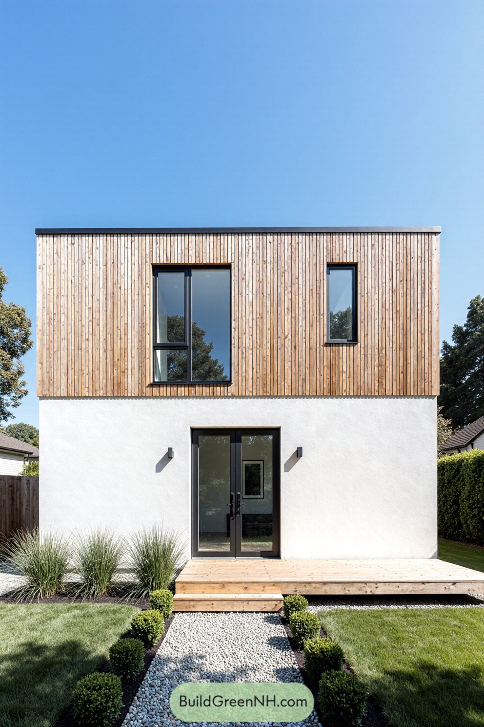 Modern house with vertical timber cladding