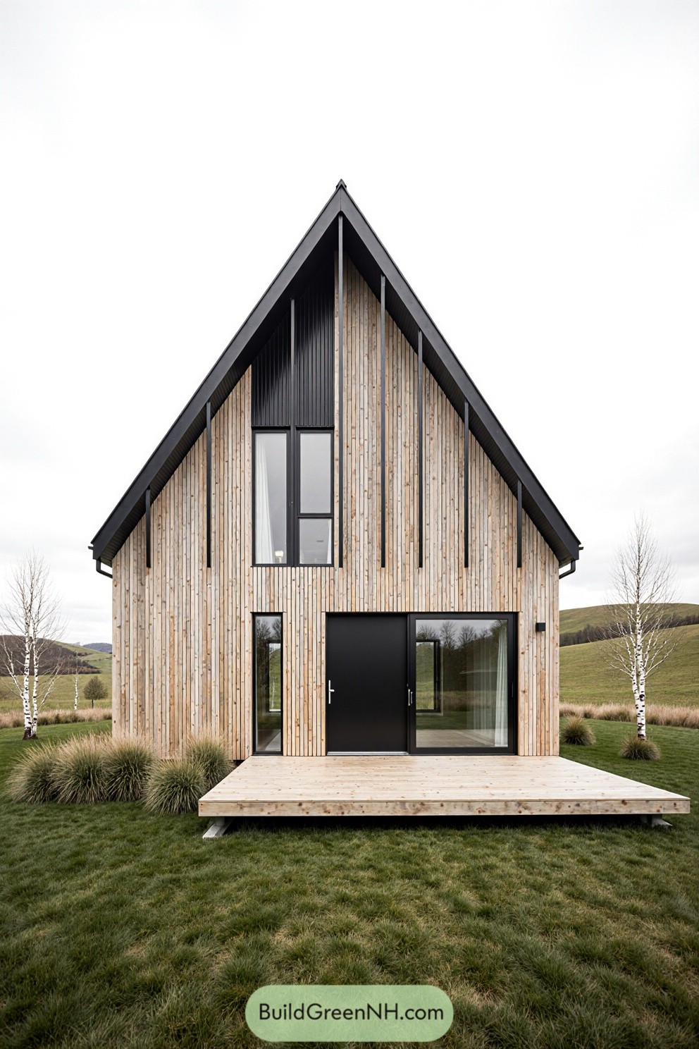 Modern house with vertical timber slat cladding