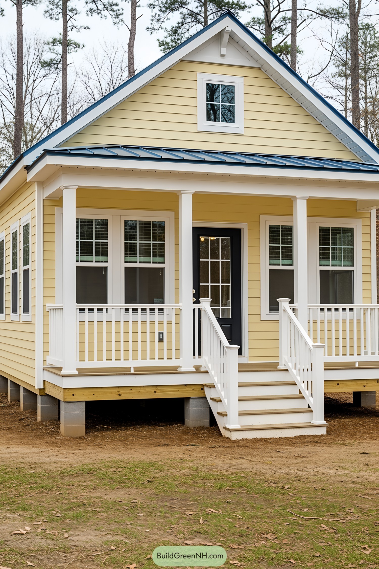 Charming yellow cottage with white accents