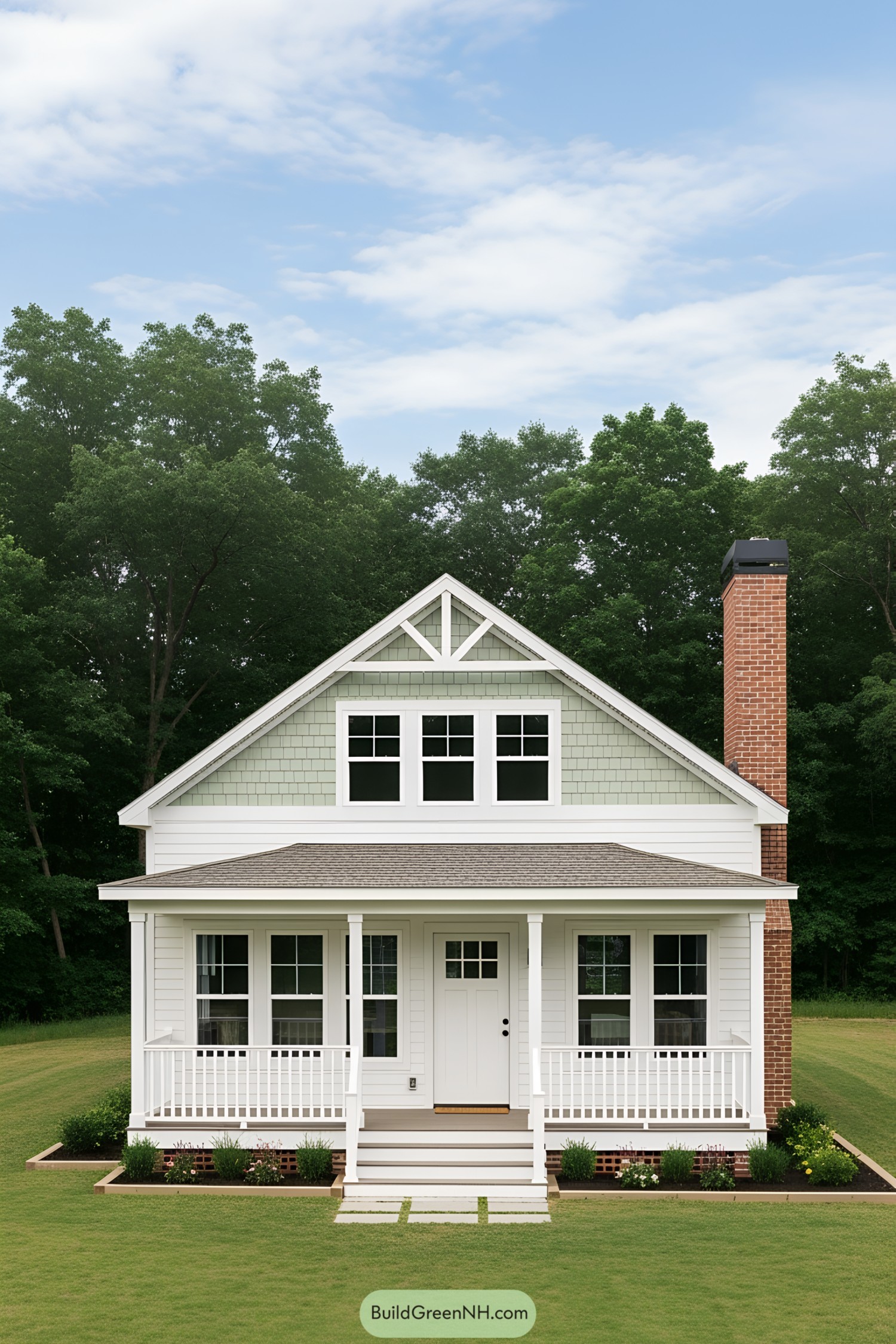 Charming white cottage with a step welcoming porch