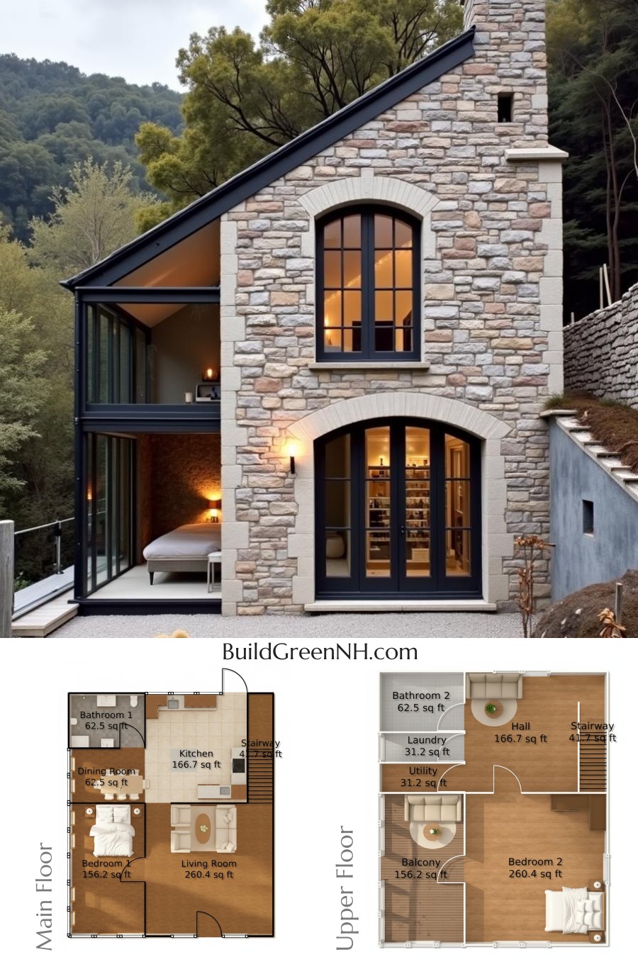 Cottage Floor Plans: Stone-Whiskered Mountain Nest