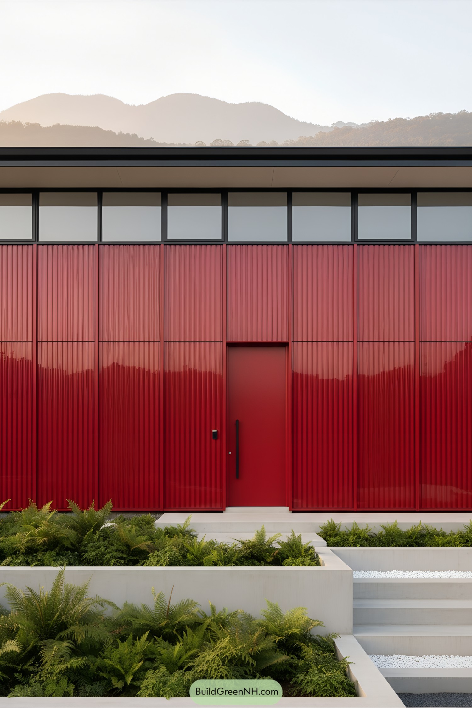 Bright red modern house with sleek design