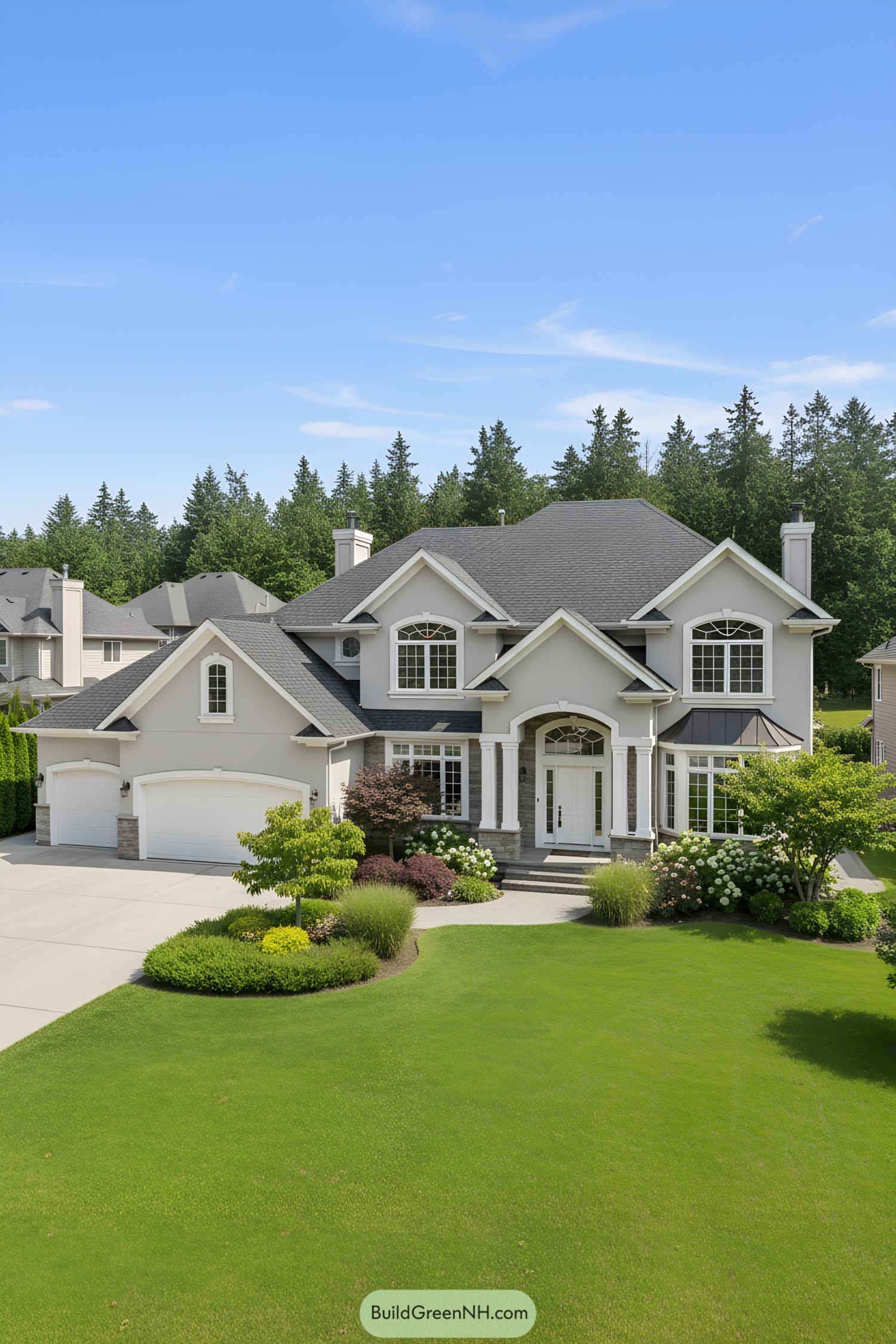 Charming suburban house with lush landscaping