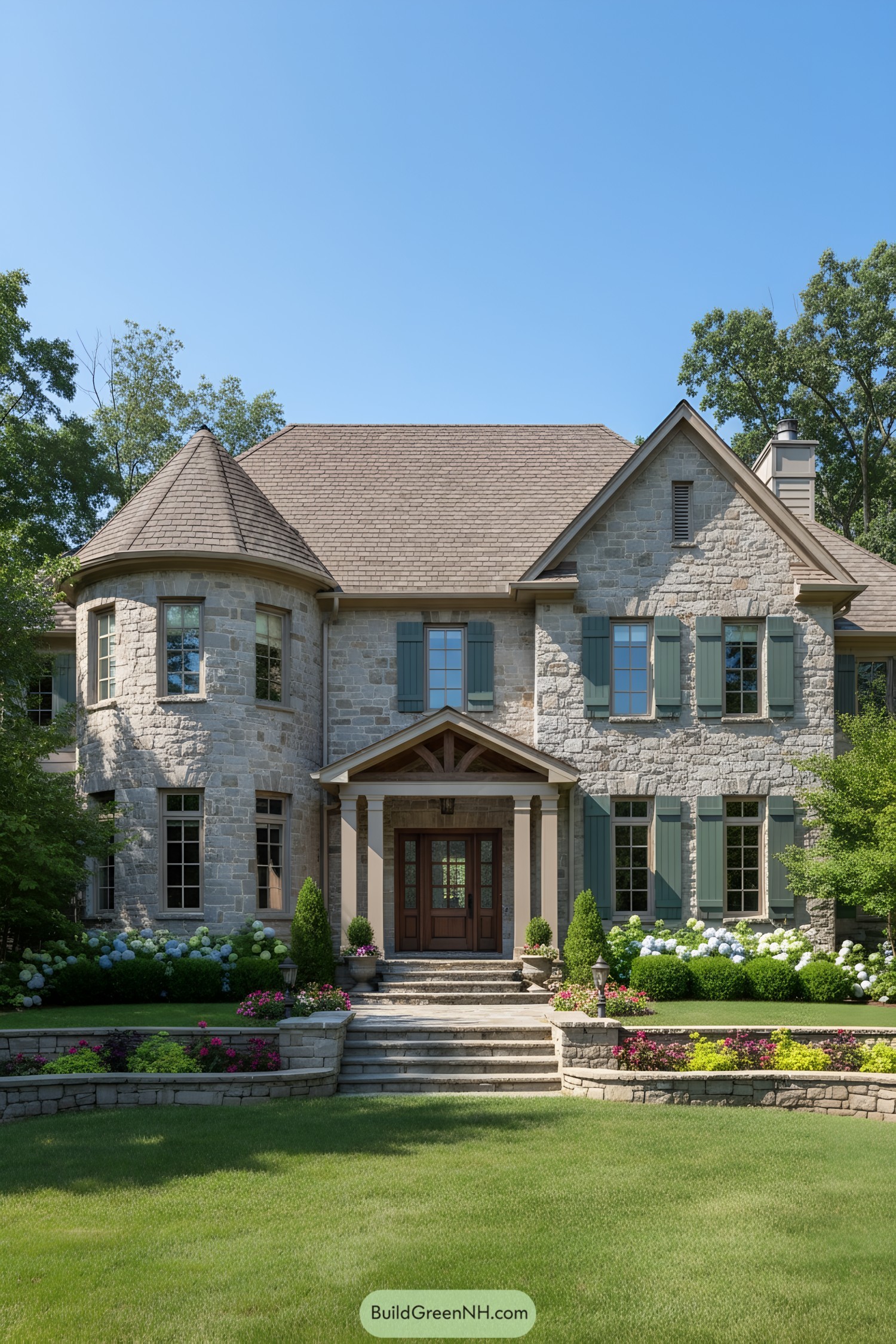 Elegant suburban house with greenery