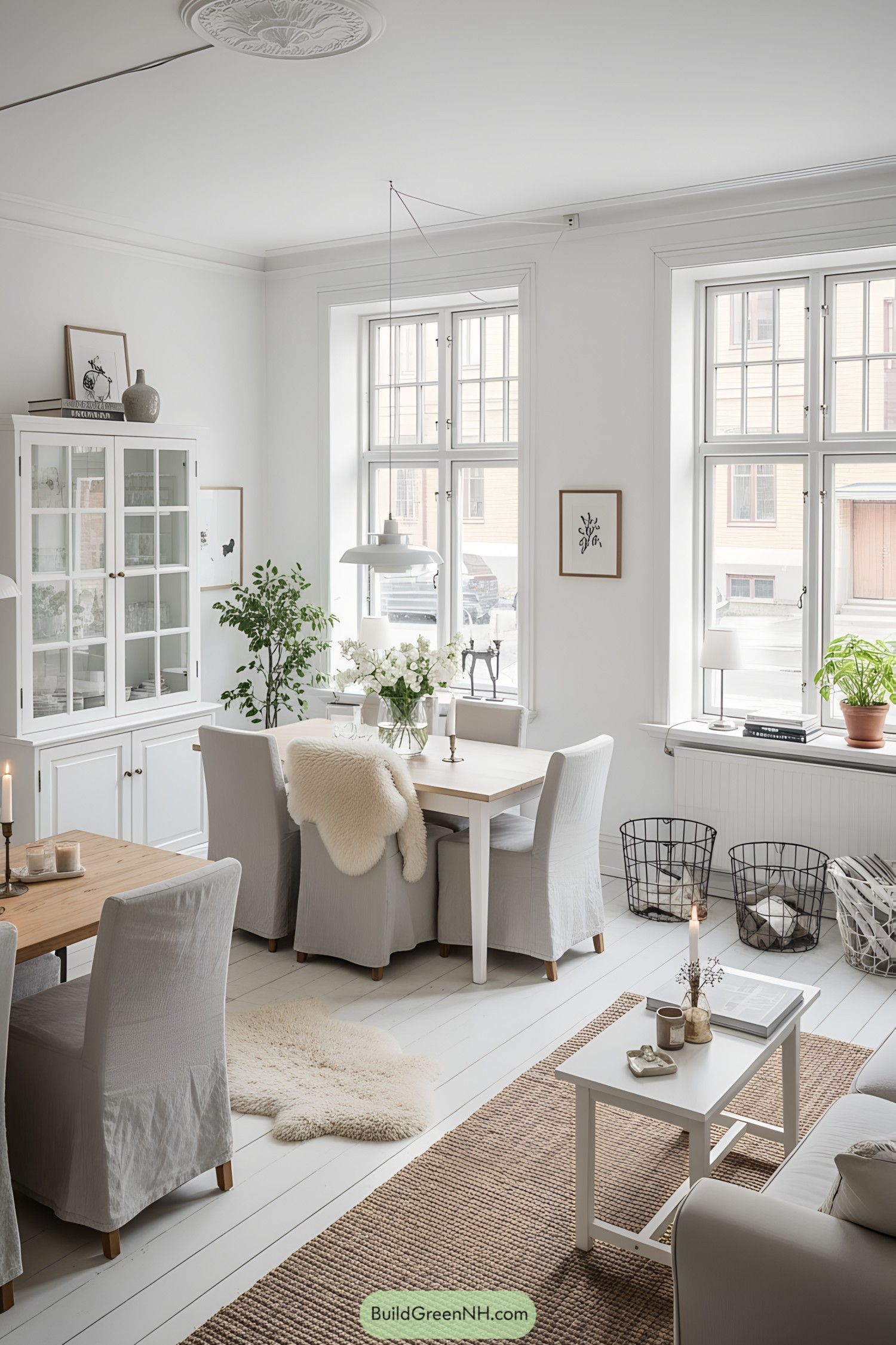 Bright and airy Scandinavian living area with minimalist decor