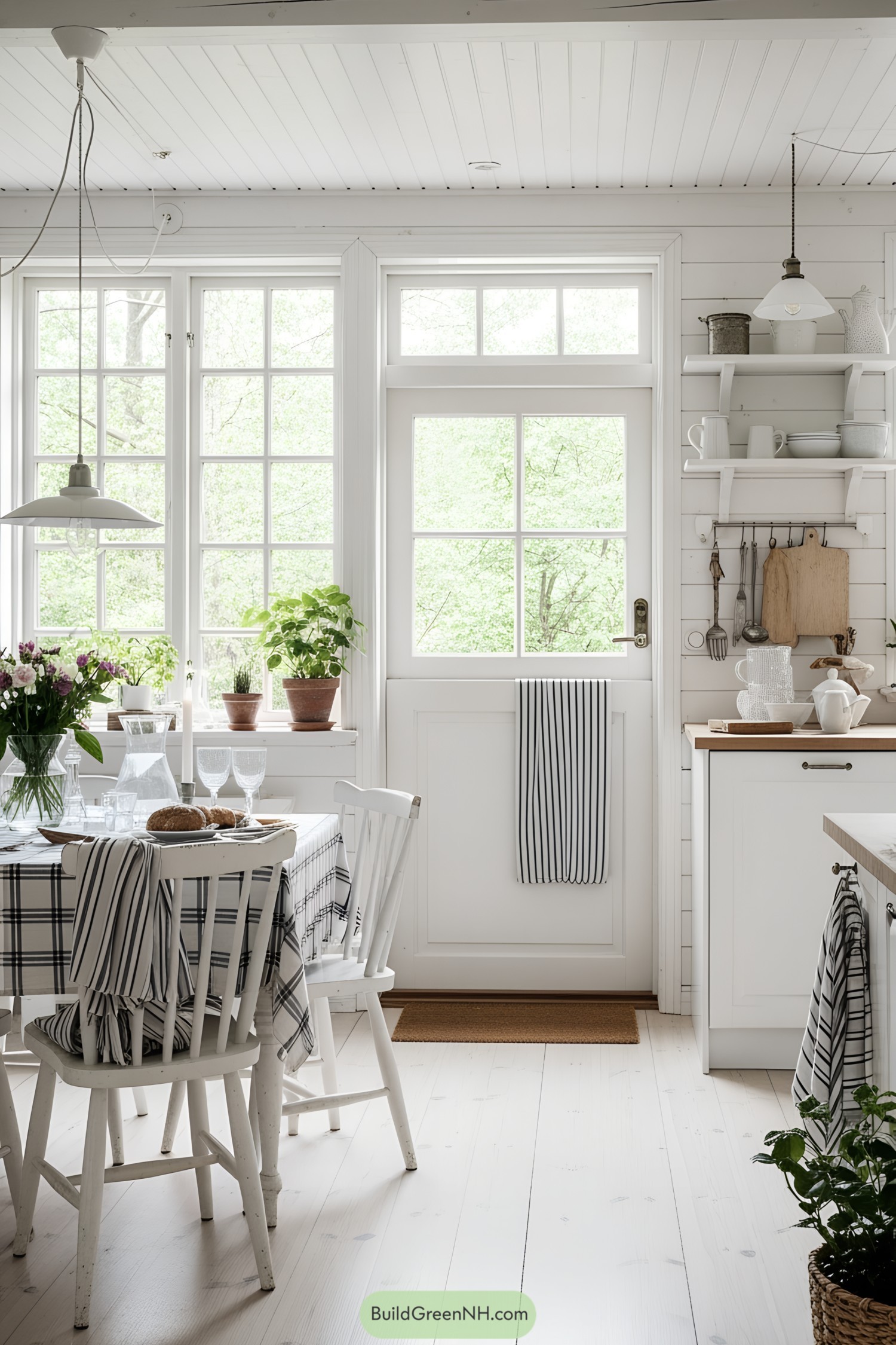 Bright Scandinavian kitchen with plants