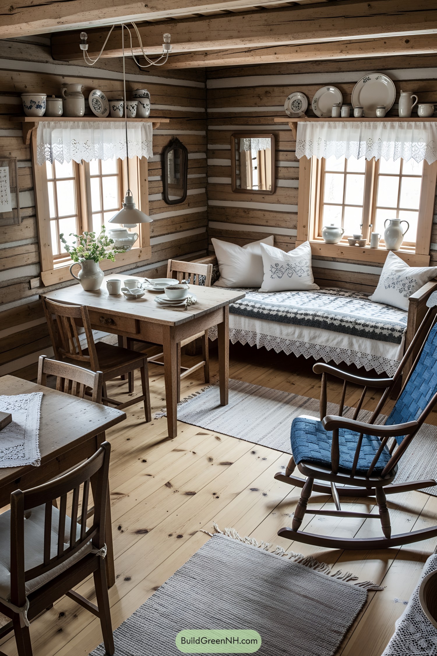 Cozy wooden interior with rustic elements