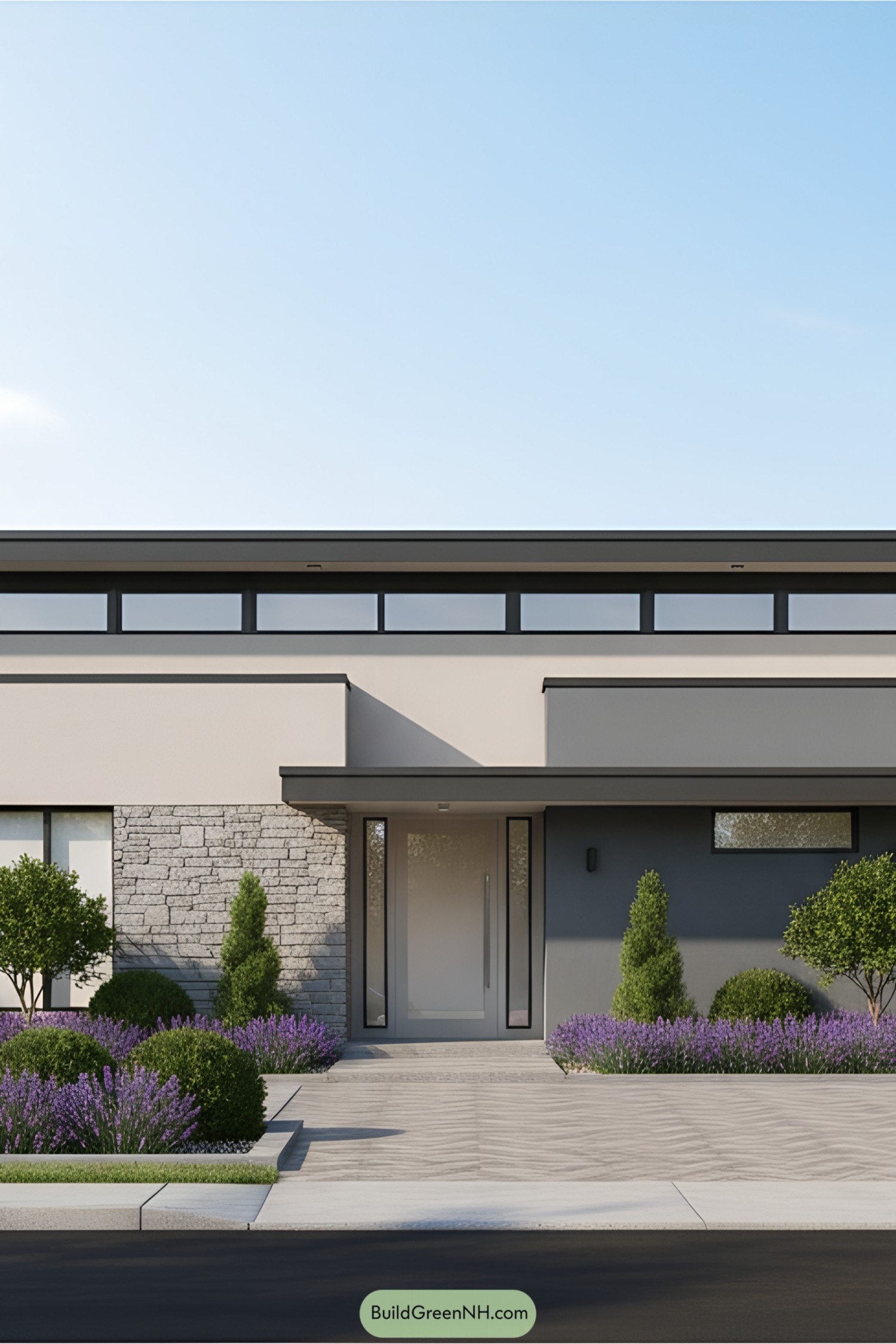 Sleek single-floor house with contemporary landscaping