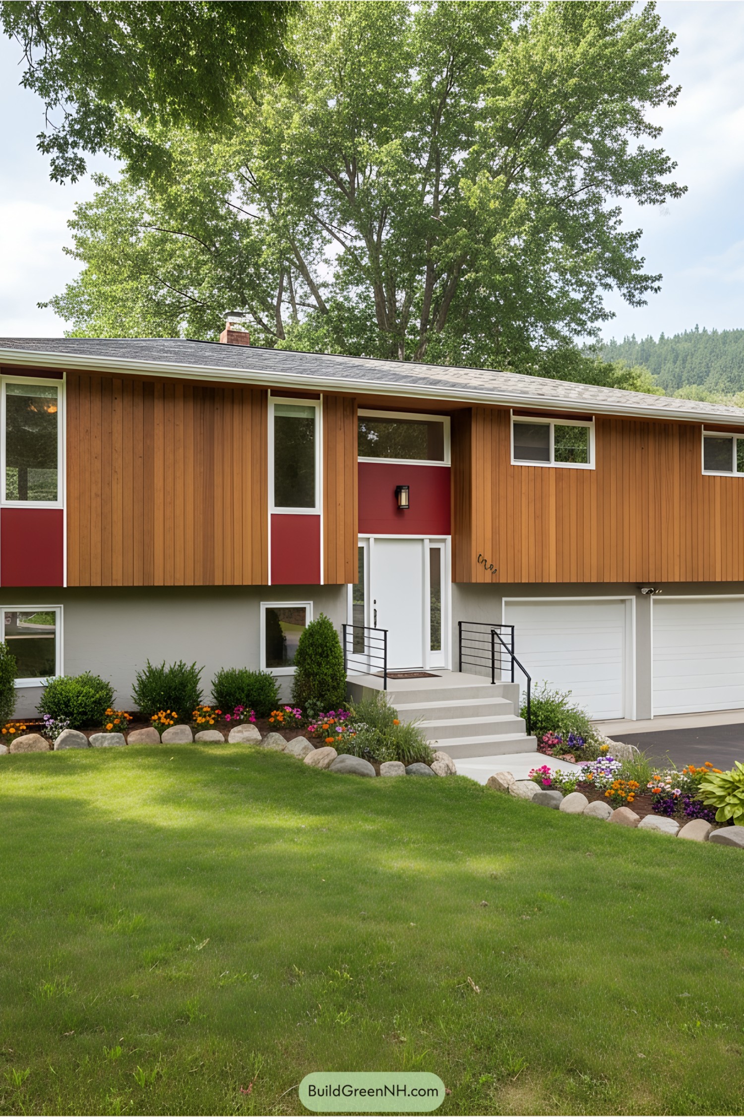 Mid-Century Modern Split-Level Home With Wooden Exterior