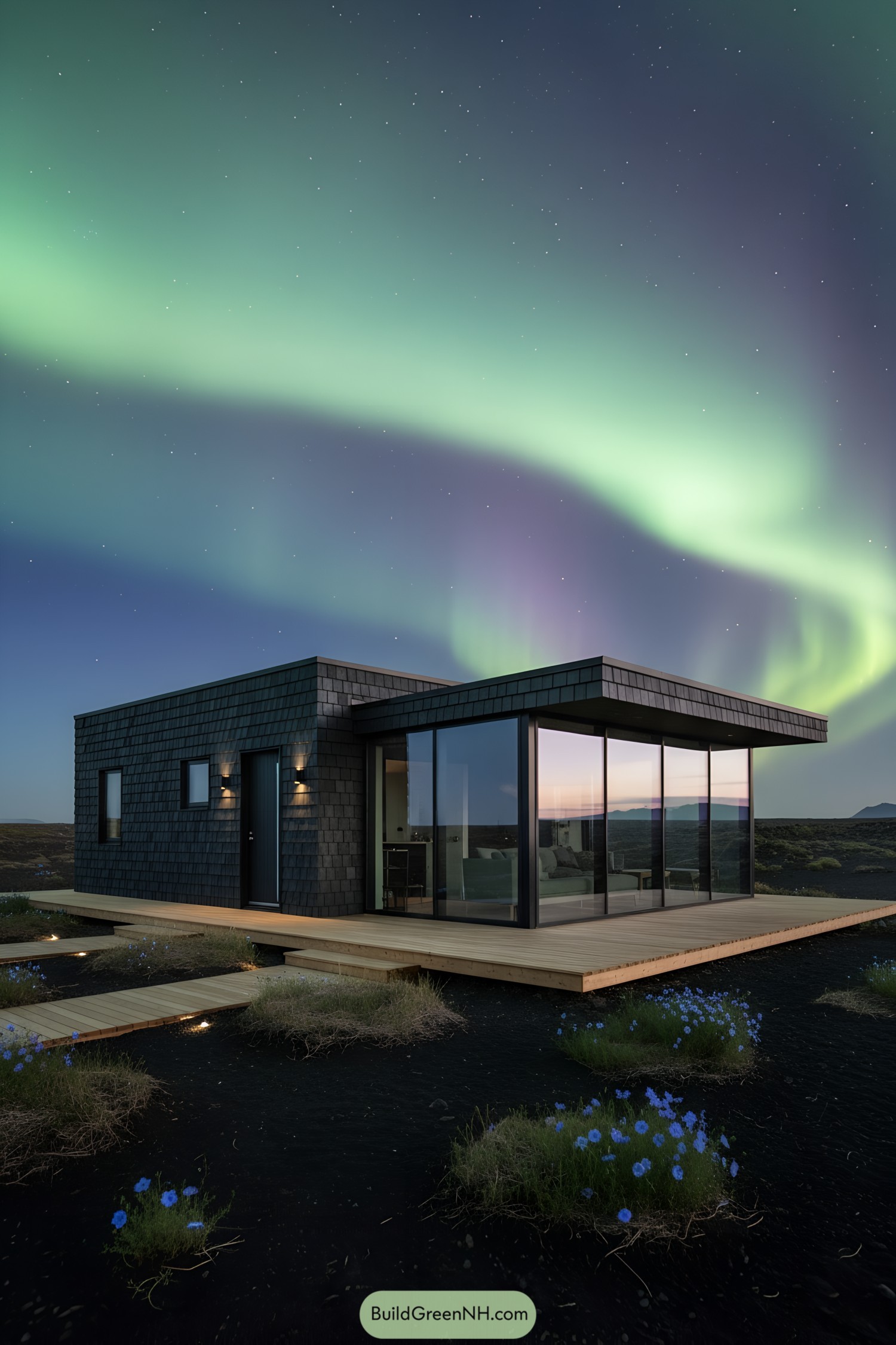 Cozy cabin under the Northern Lights