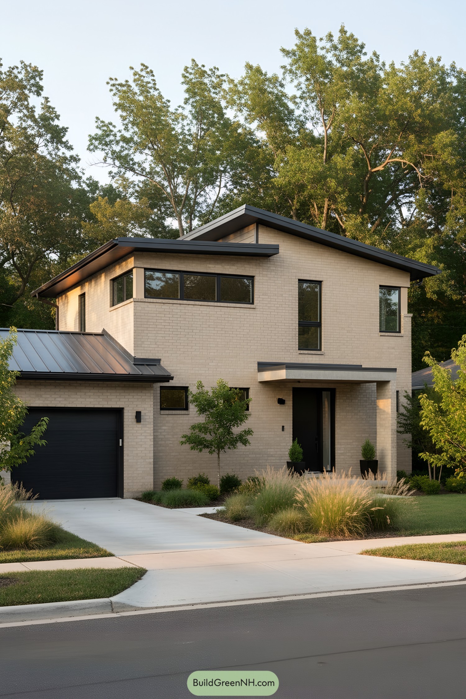 Two-story mid-century modern house with sleek lines