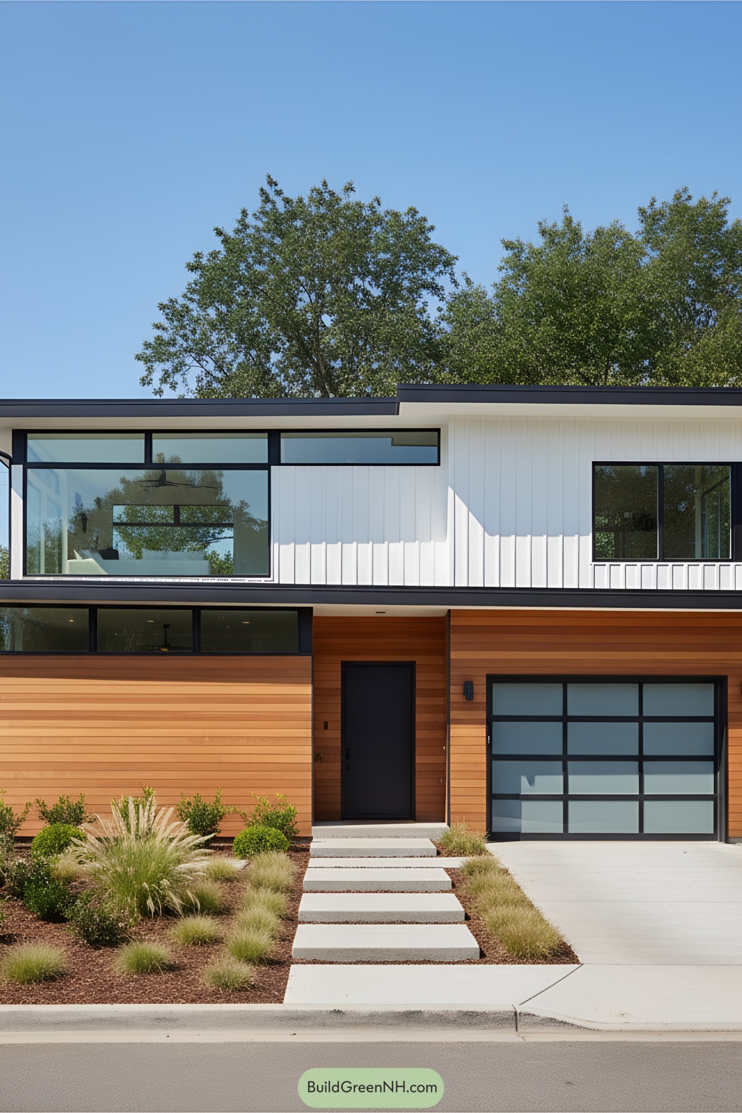 Mid-century modern house with wooden and glass elements