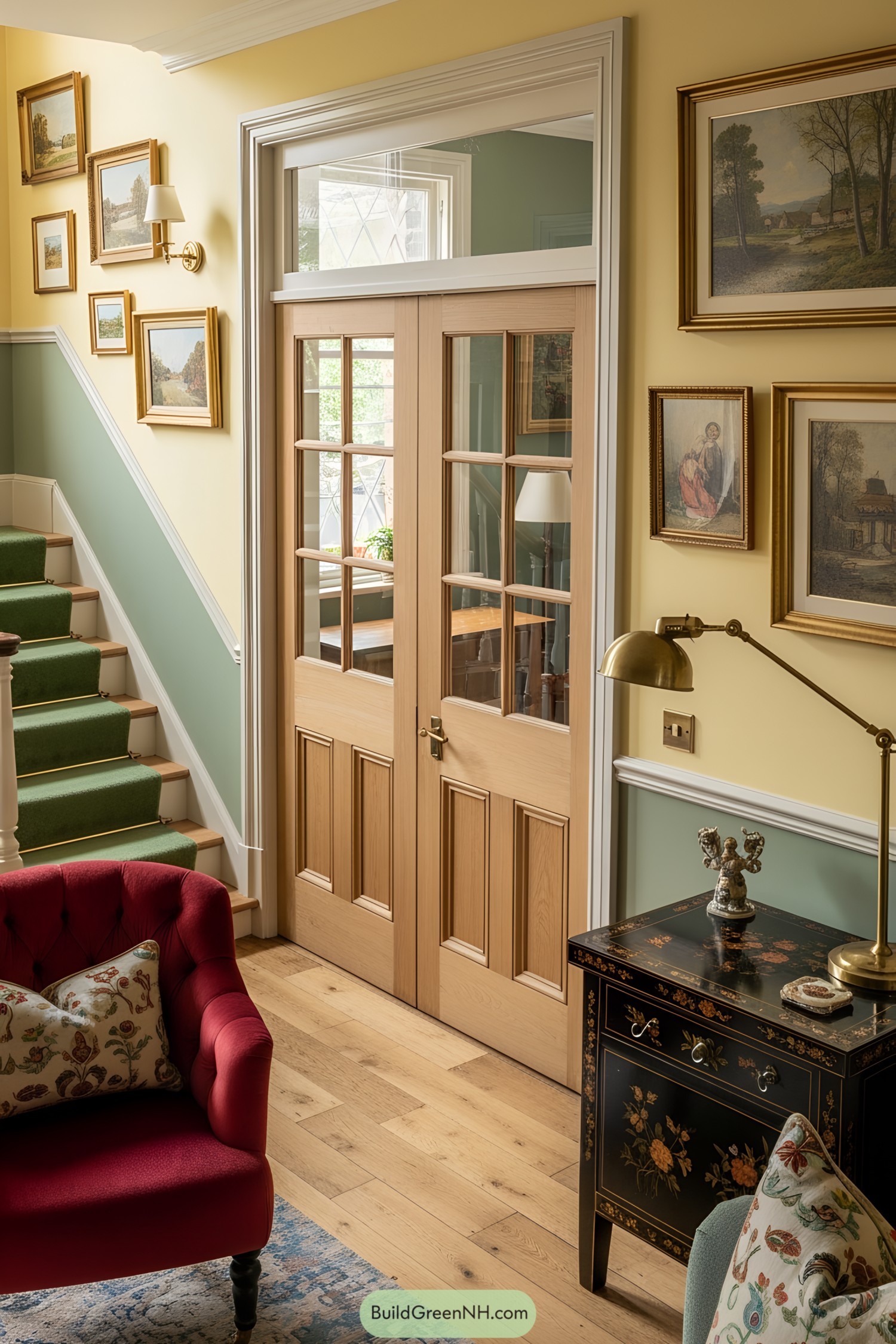 Cozy Victorian interior with paintings and floral decor