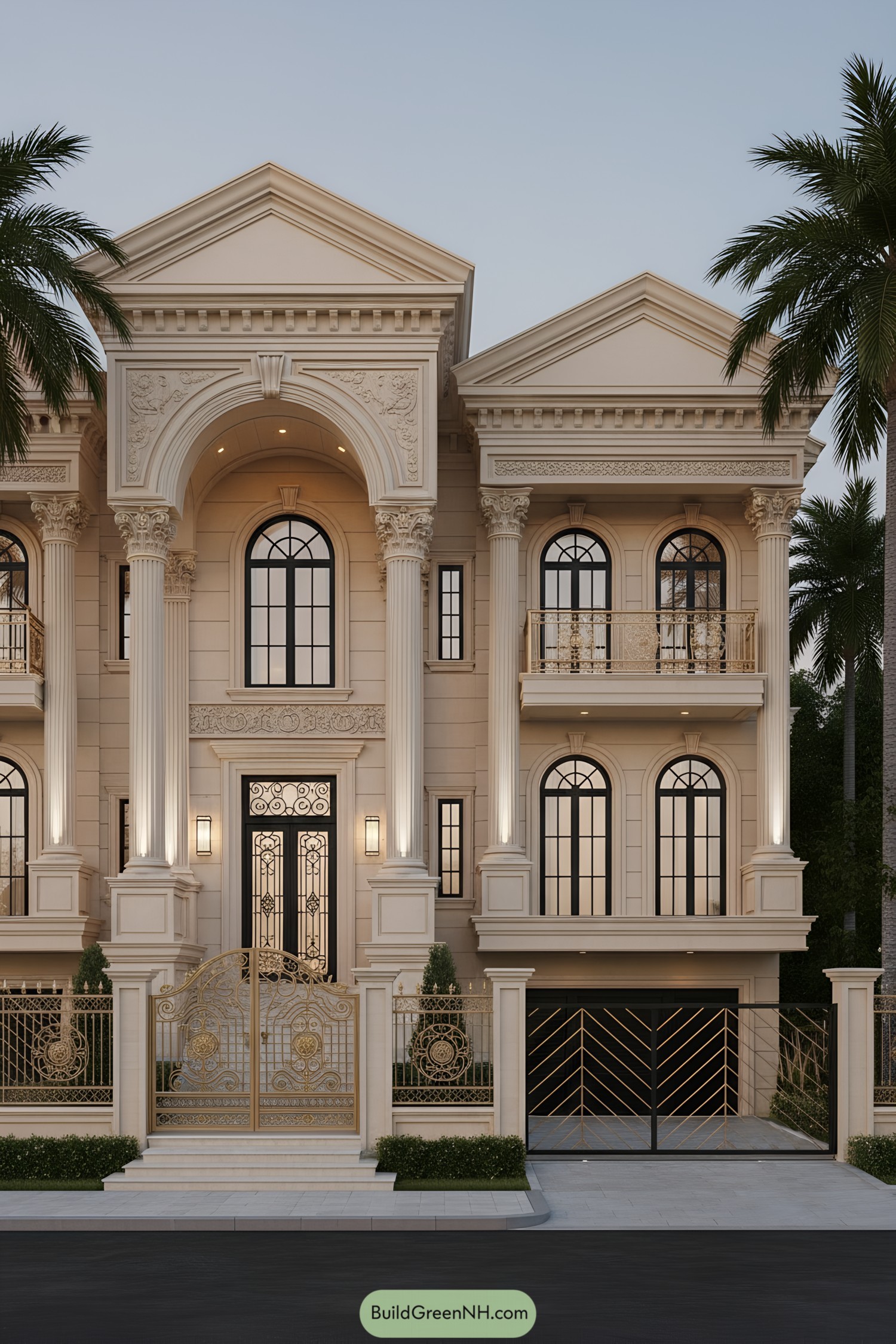 Ornate classical facade with columns and arches