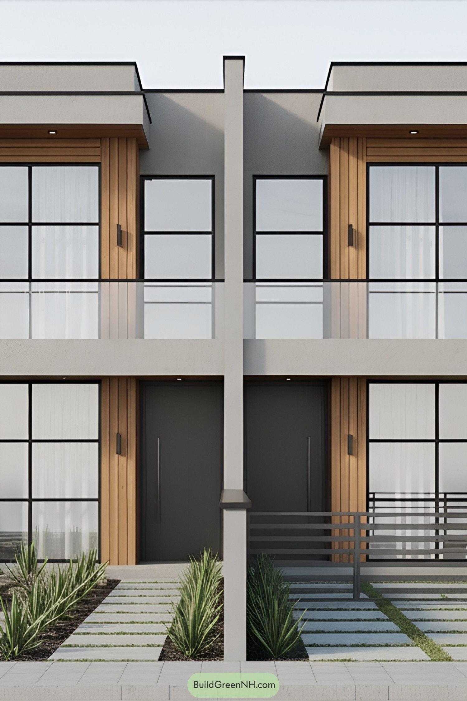 Modern duplex with large windows and stylish design