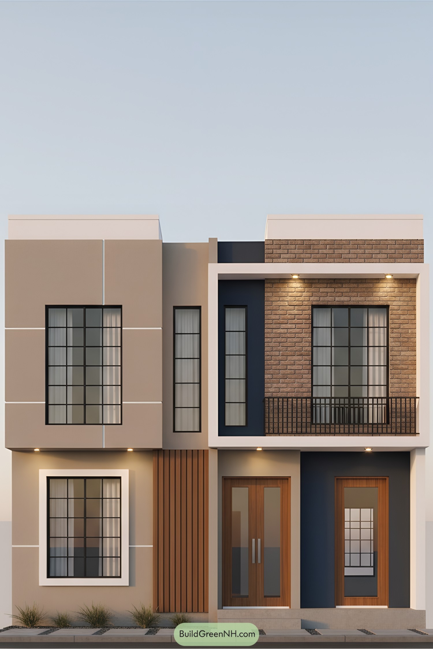 Modern duplex with sleek, geometric design