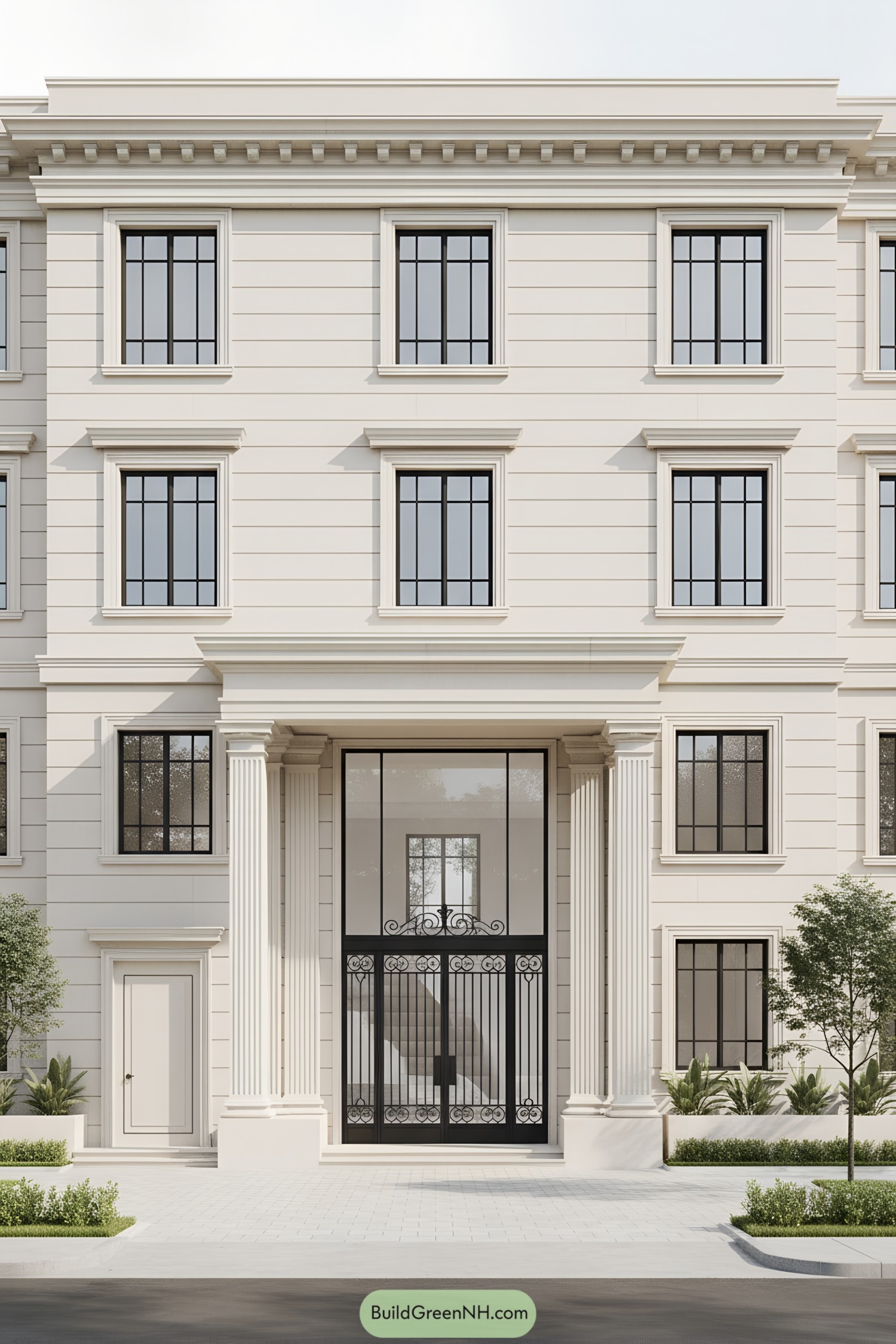 Elegant neoclassical building facade with columns