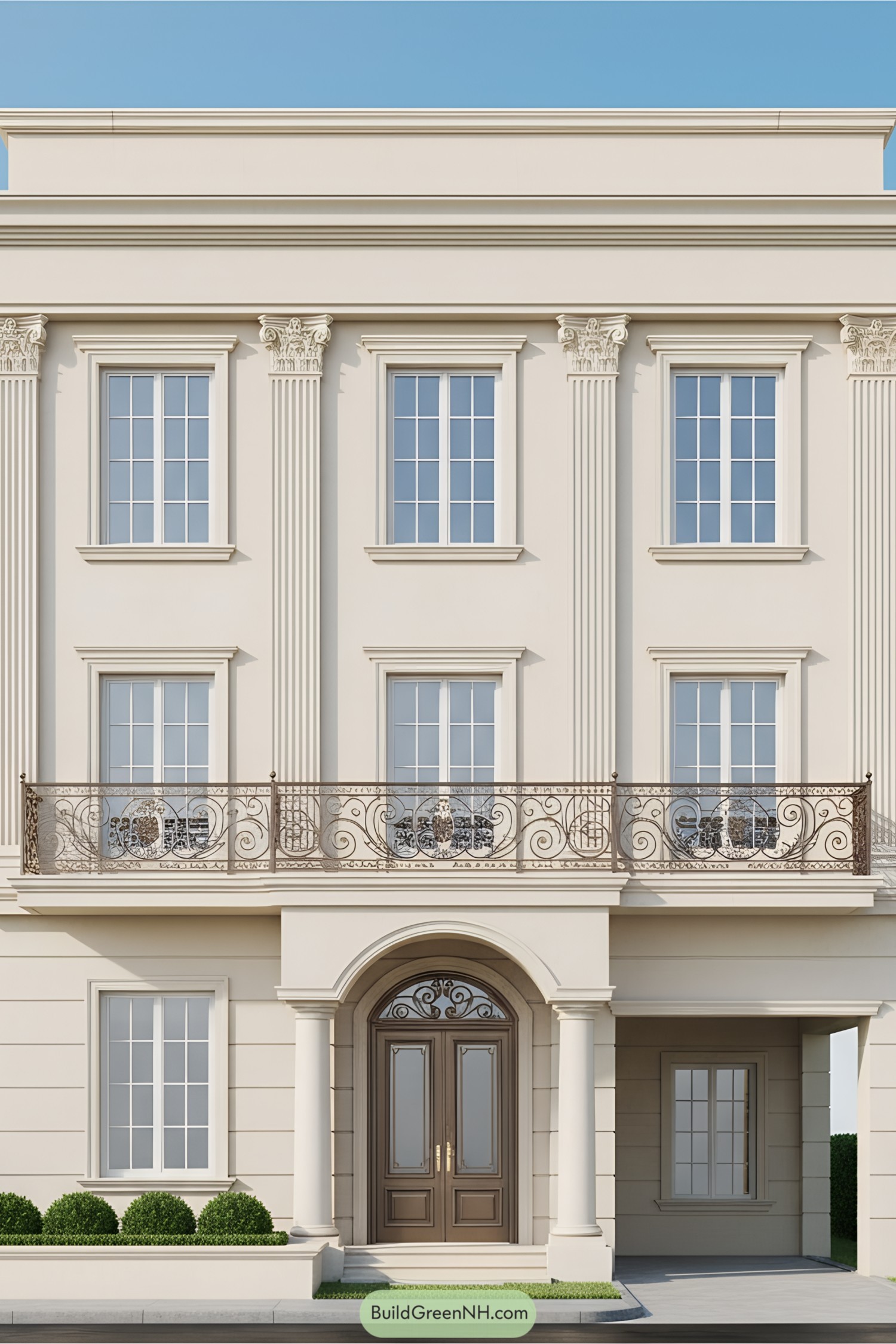 Elegant house facade under a clear sky
