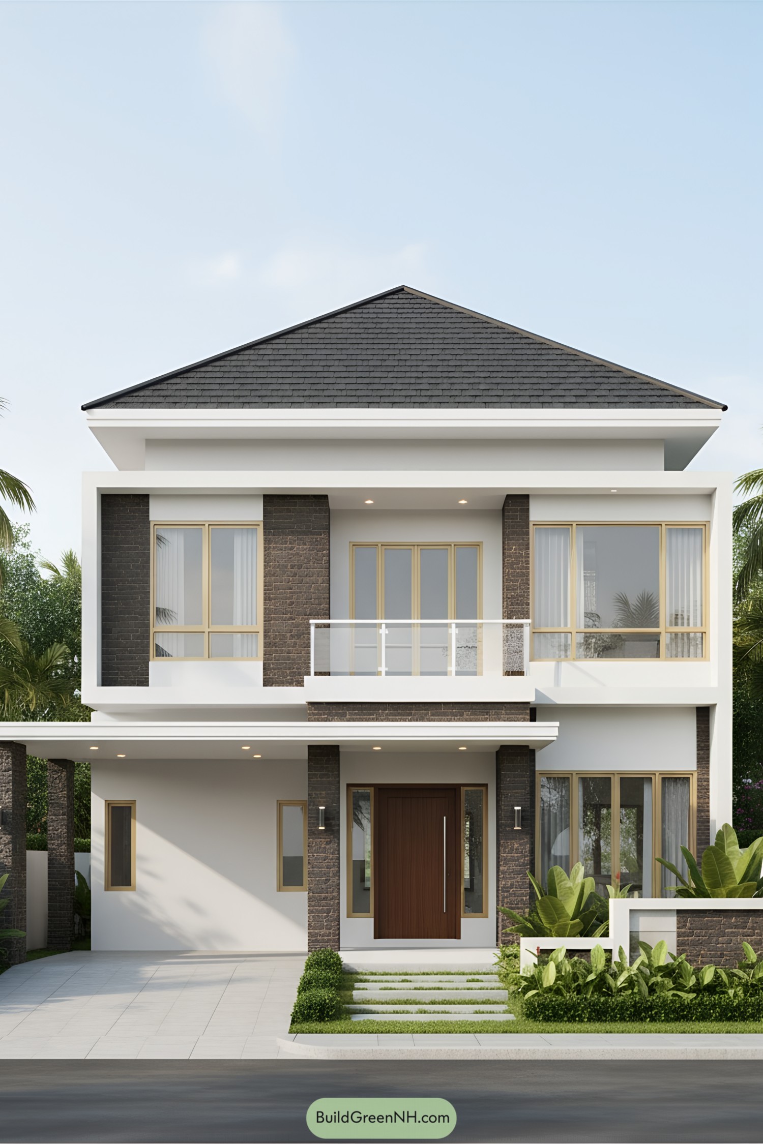 House with a sloped roof and modern design
